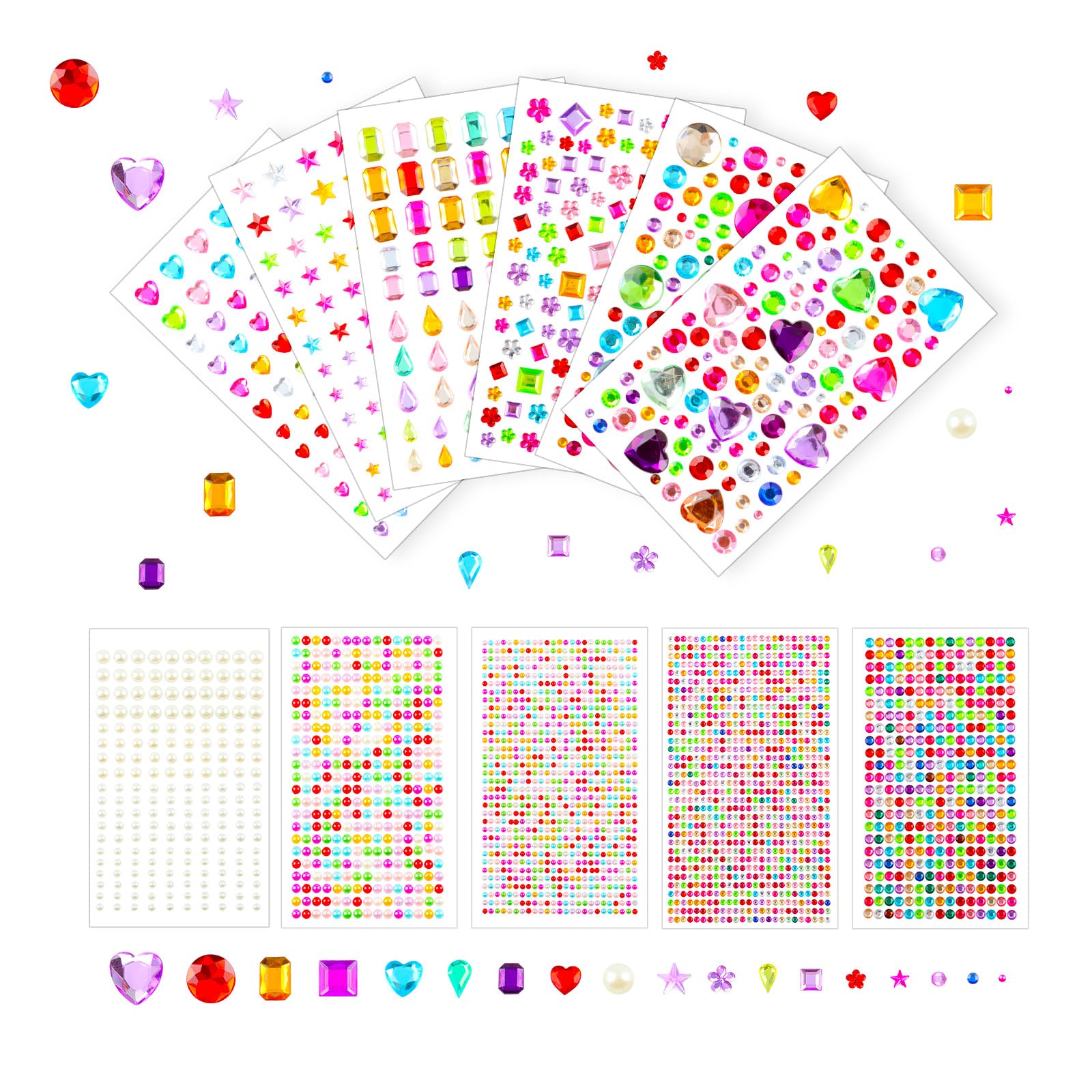 11 Gem Stickers, 3132 Pcs Jewel Stickers for Crafts, Rhinestones for Crafting, Rhinestone Sticker Self Adhesive, Scrapbook Supplies, Craft Supplies