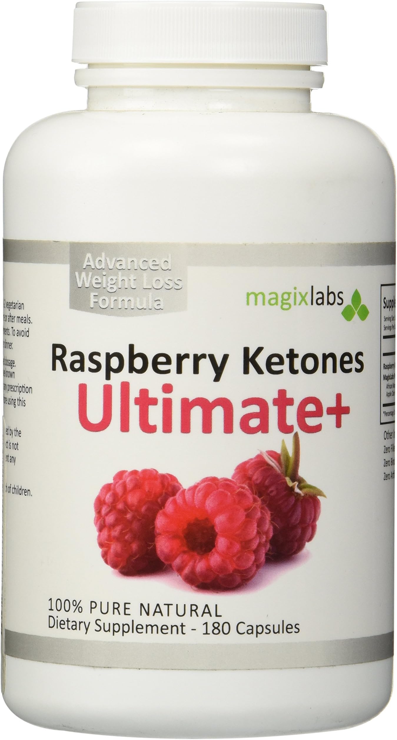 Raspberry Ketones Ultimate+ All Natural Weight Loss Supplement and Appetite Suppressant - 180 Vegetarian Capsules - Full 60 Day Supply