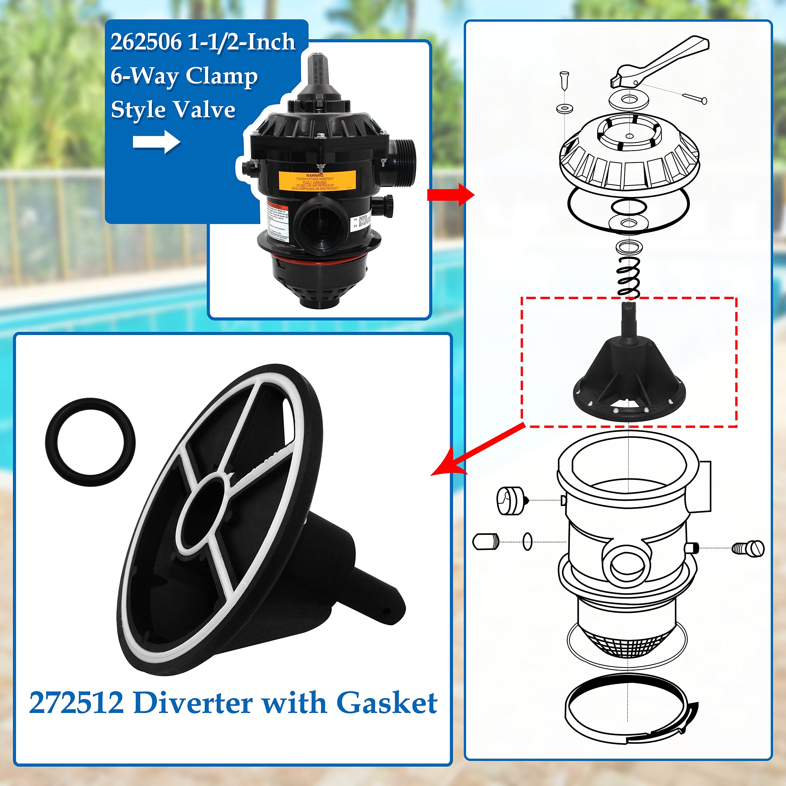 ^⁠_⁠^ 272512 272526 262506 261130 Valve w/ Gasket for Pentair