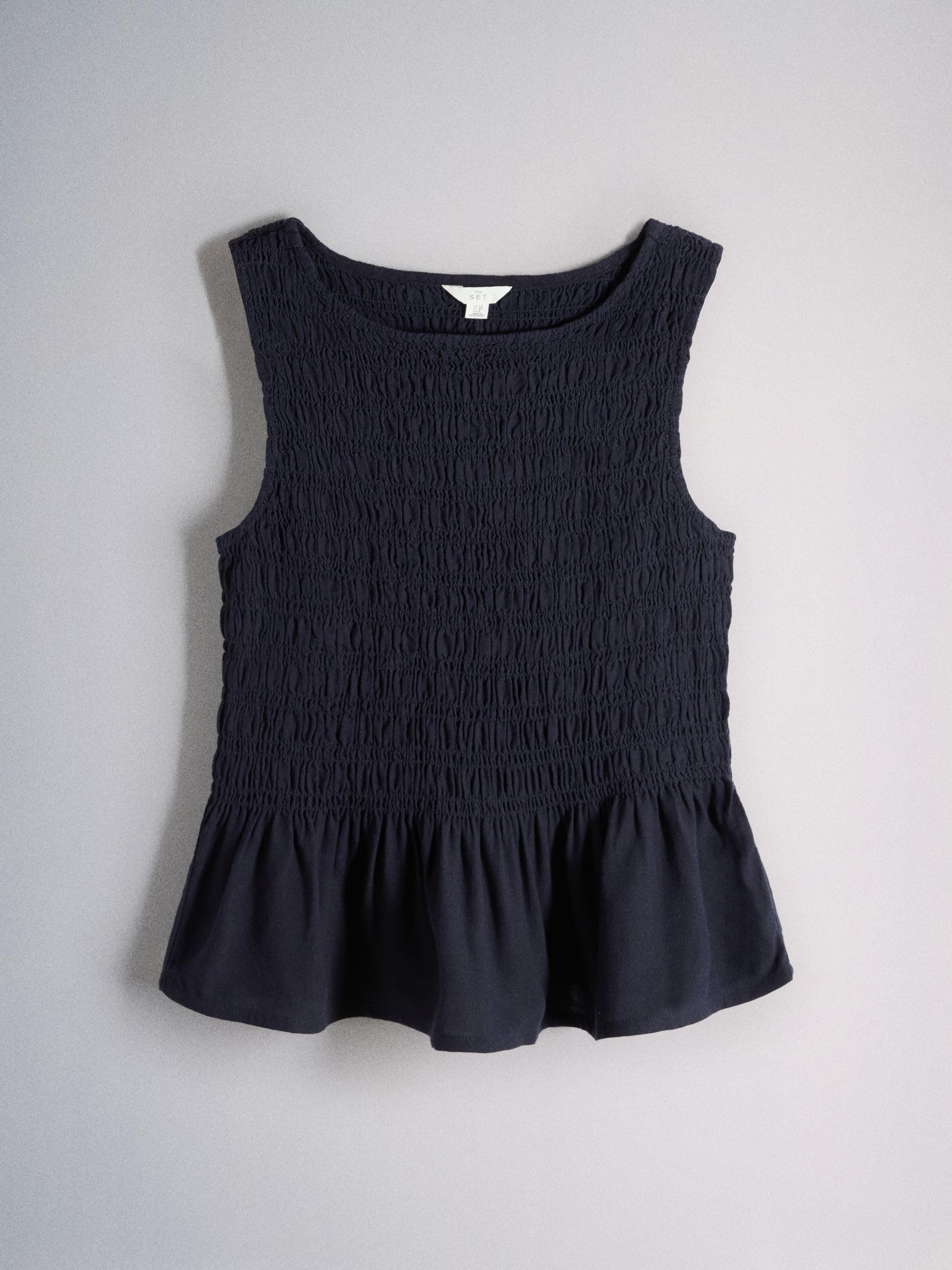 THE SET Donne Confezione da 2 top girocollo arricciati in lino