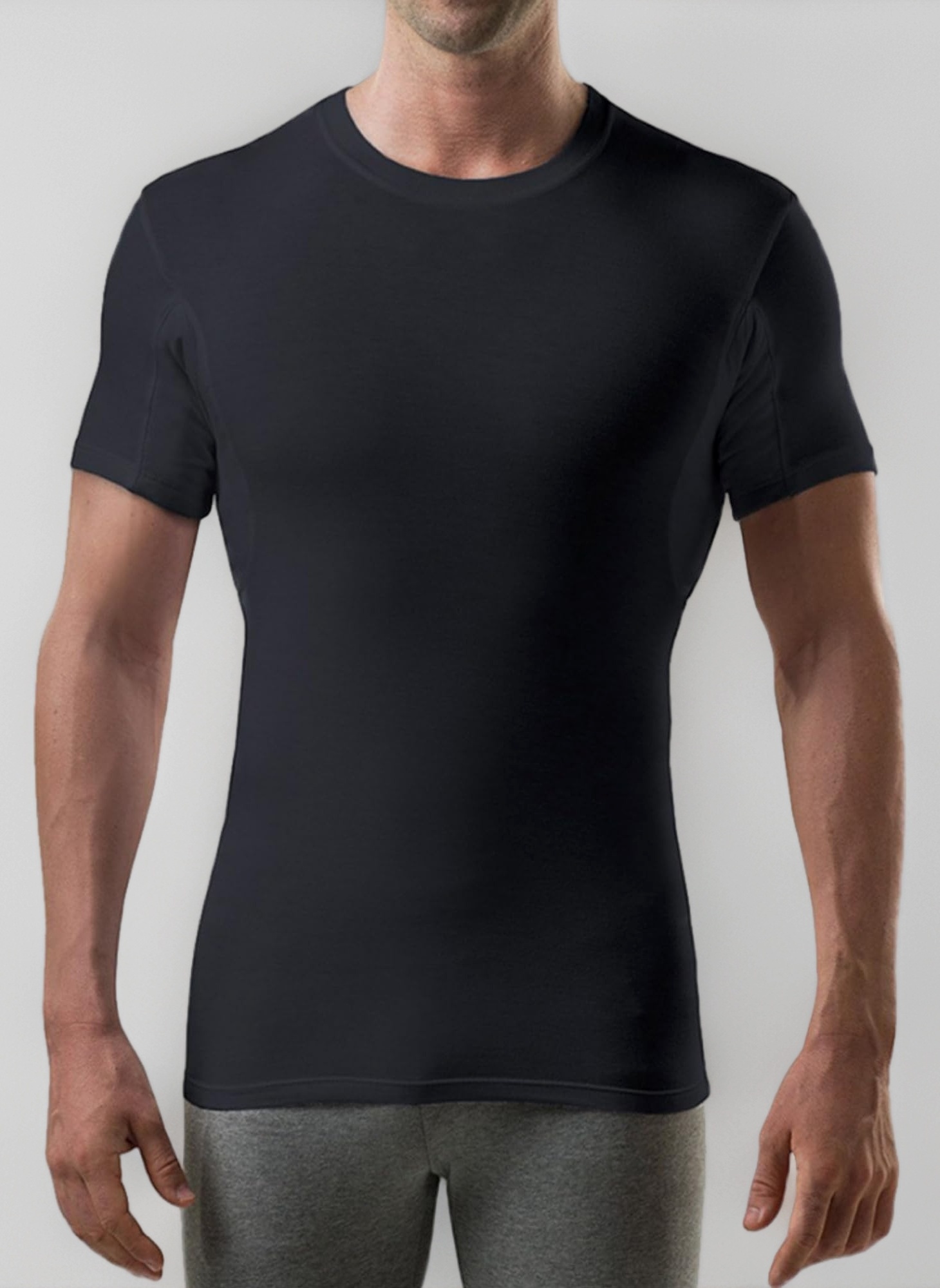 THOMPSON TEE Men's Sweatproof Undershirt - Rayon Blend Crew Neck - Slim Fit - with Sweat Pads