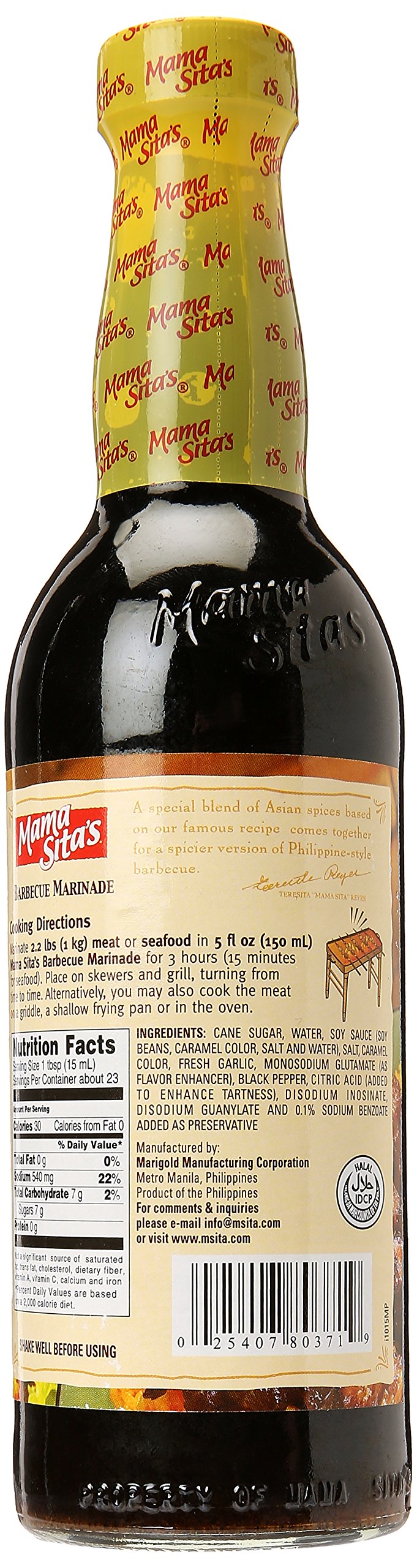 Mama Sitas Barbecue Marinade - 11.83 fl. oz.