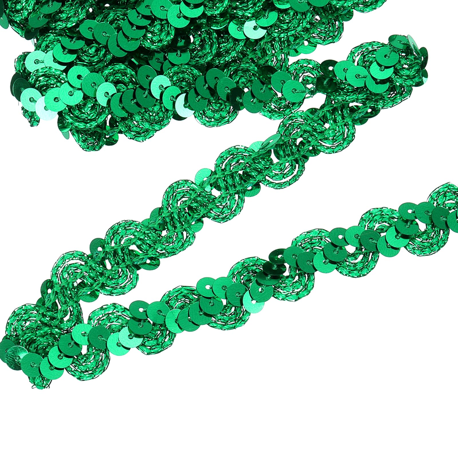 sourcing map 11 Yard Sequins Trim Ribbon 0.6 Inch Sequin Gimp Braid Trim Spangle Flat Sequins Paillette Fabric Flat Trims Strips for Crafts Sewing Clothes Home Party Decoration, Green