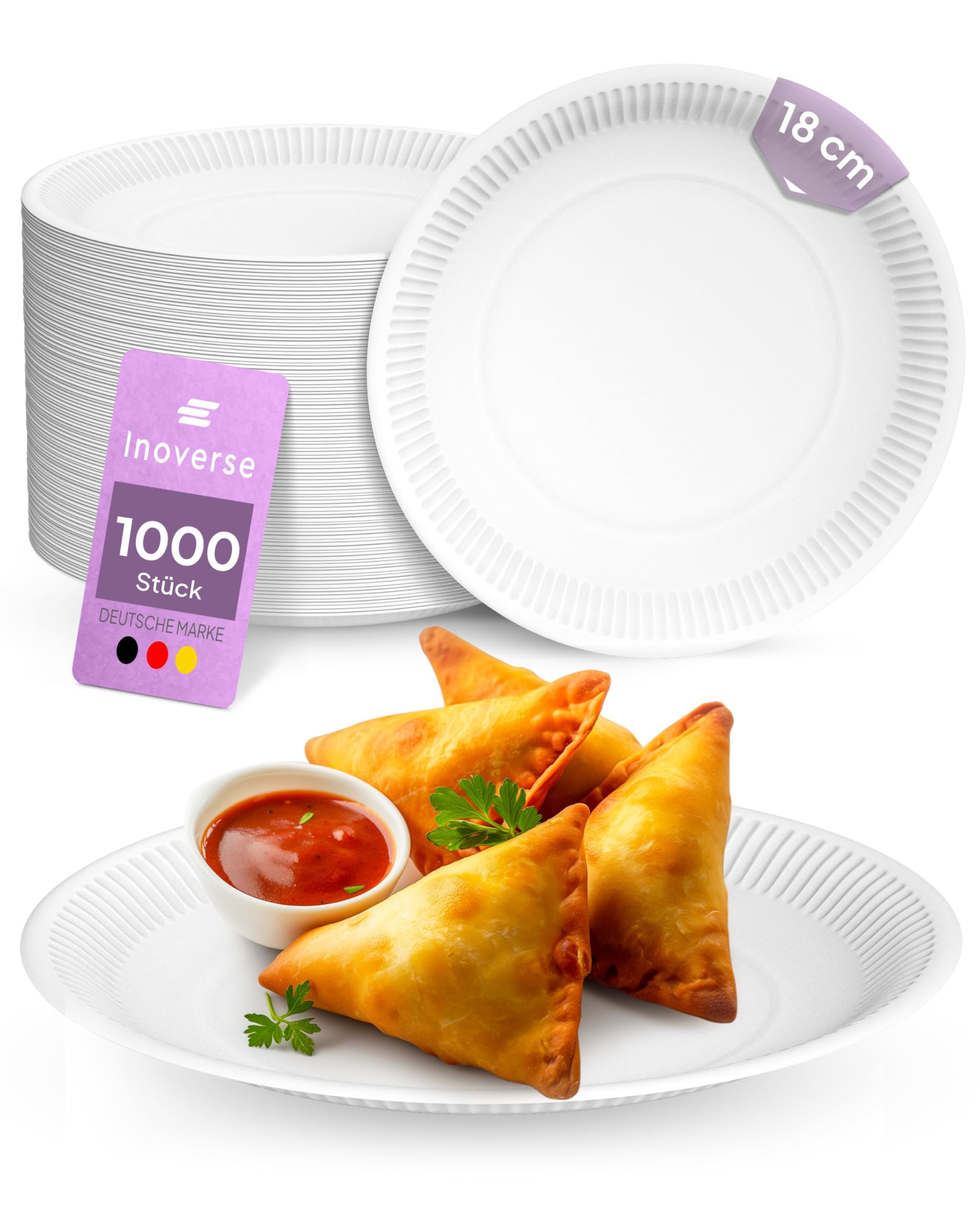 1500 Assiettes Jetables En Carton Inoverse - 13x20 Cm, Rectangulaires, Blanches Et Compostables
