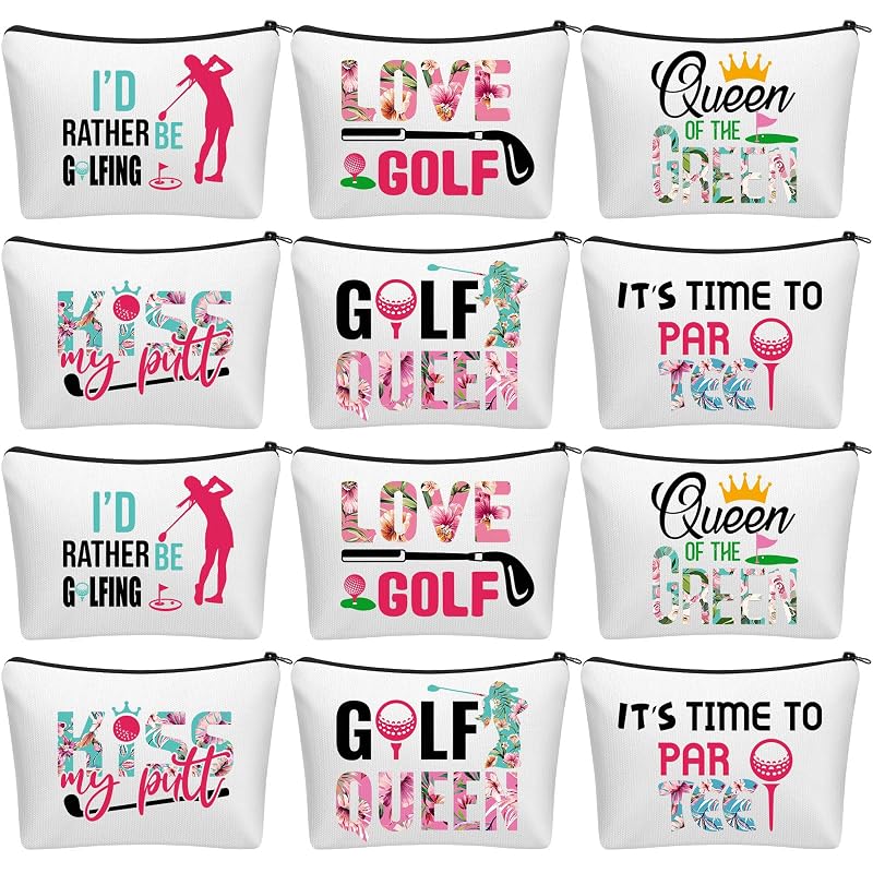 Bulyoou Kit com 12 necessaires de lona com zíper e estampas de golfe