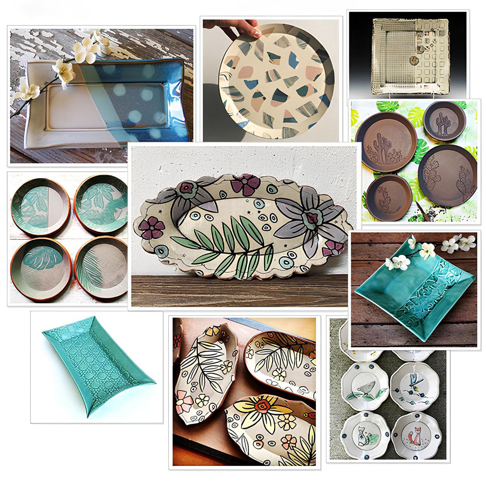 3 Pièces Moule en Céramique Plaques et Artisanat, Moule Rond en Bois