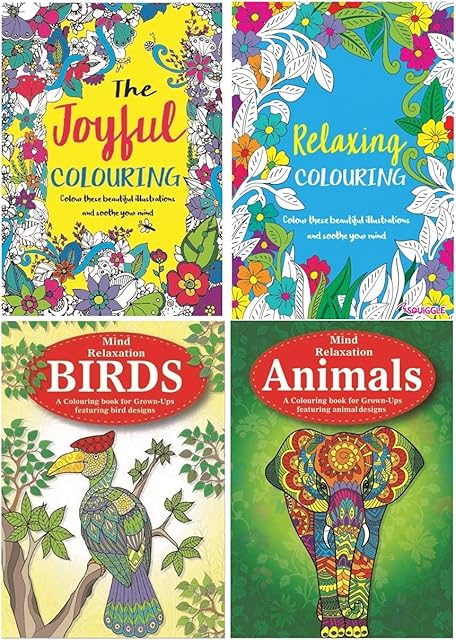 Colour Therapy Relaxing Anti-Stress Adult Colouring Books - Set of 4