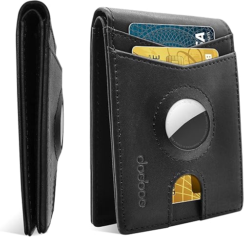 doeboe Airtag Wallet Men's Slim RFID Blocking Wallets Leather with Bill Compartm