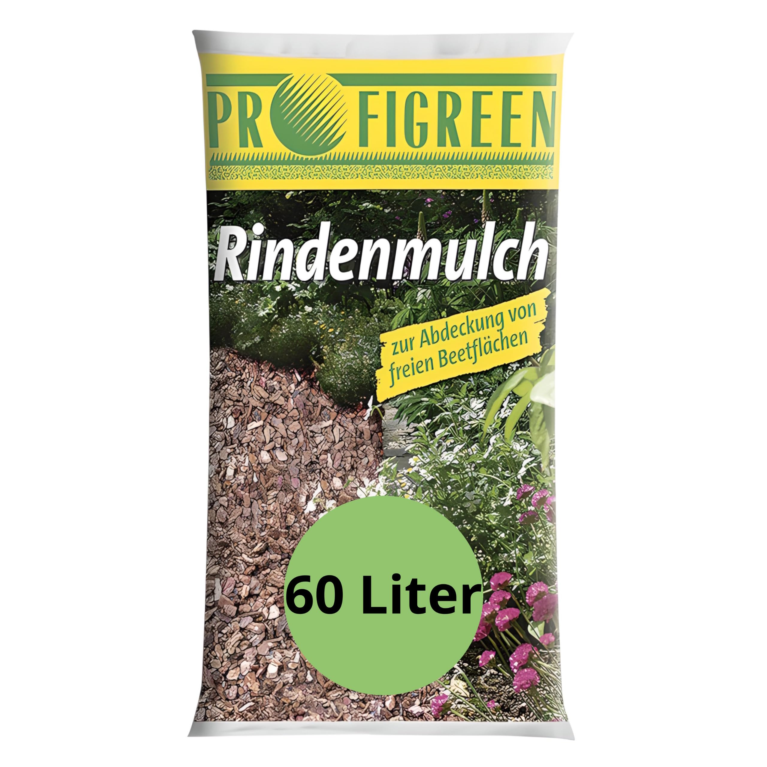 Profigreen Rindenmulch 60 Liter – Gartendekoration & Bodenabdeckung, Unkrautschutz für Beete & Wege