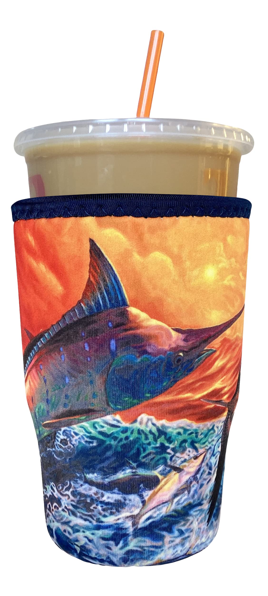 Iced Coffee Sleeve, Insulated Neoprene Cup Sleeve, Fits a 32 Oz. Coffee Cup, Washable and Reusable, Iced Coffee Accessories, Large Reflective Chaos by Jason Mathias