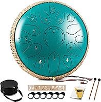 Vista 7 de Tambor de Lengua de Acero - Tambor de Lengua de 15 Notas de 12 Pulgadas - Instrumentos de Percusión - Tambor Hand Pan con Libro de Música, Mazos