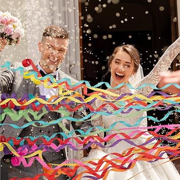10 Pack Hand Throw Streamers Party Poppers, Colorful Streamers Party Decorations, 30 Colors Rainbow No Mess Crepe Paper Streamer Confetti Cannons For New Years Birthday Wedding Carnival Celebrations