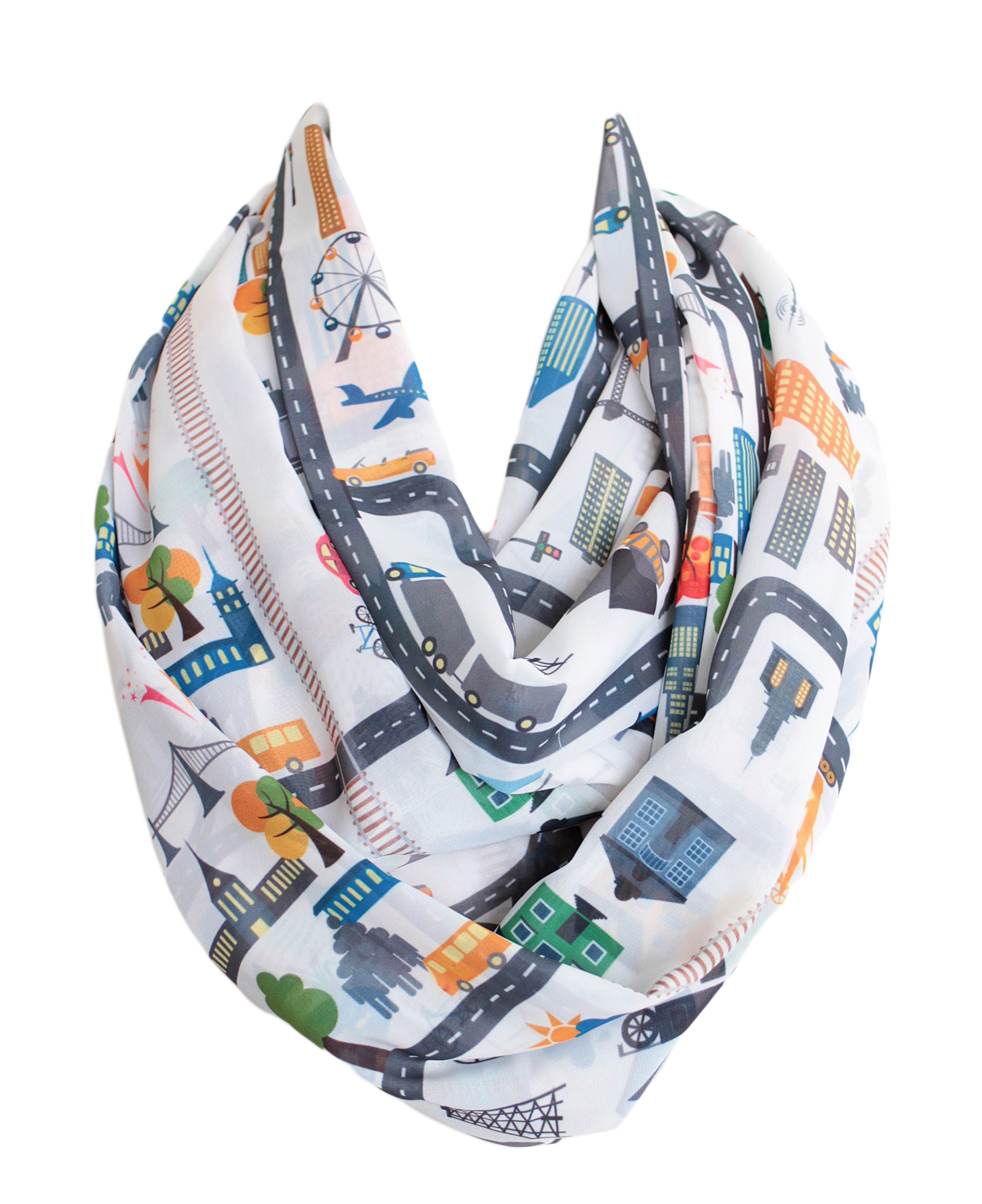 EtwoaCity Map Infinity Scarf Circle Loop Tube Scarf