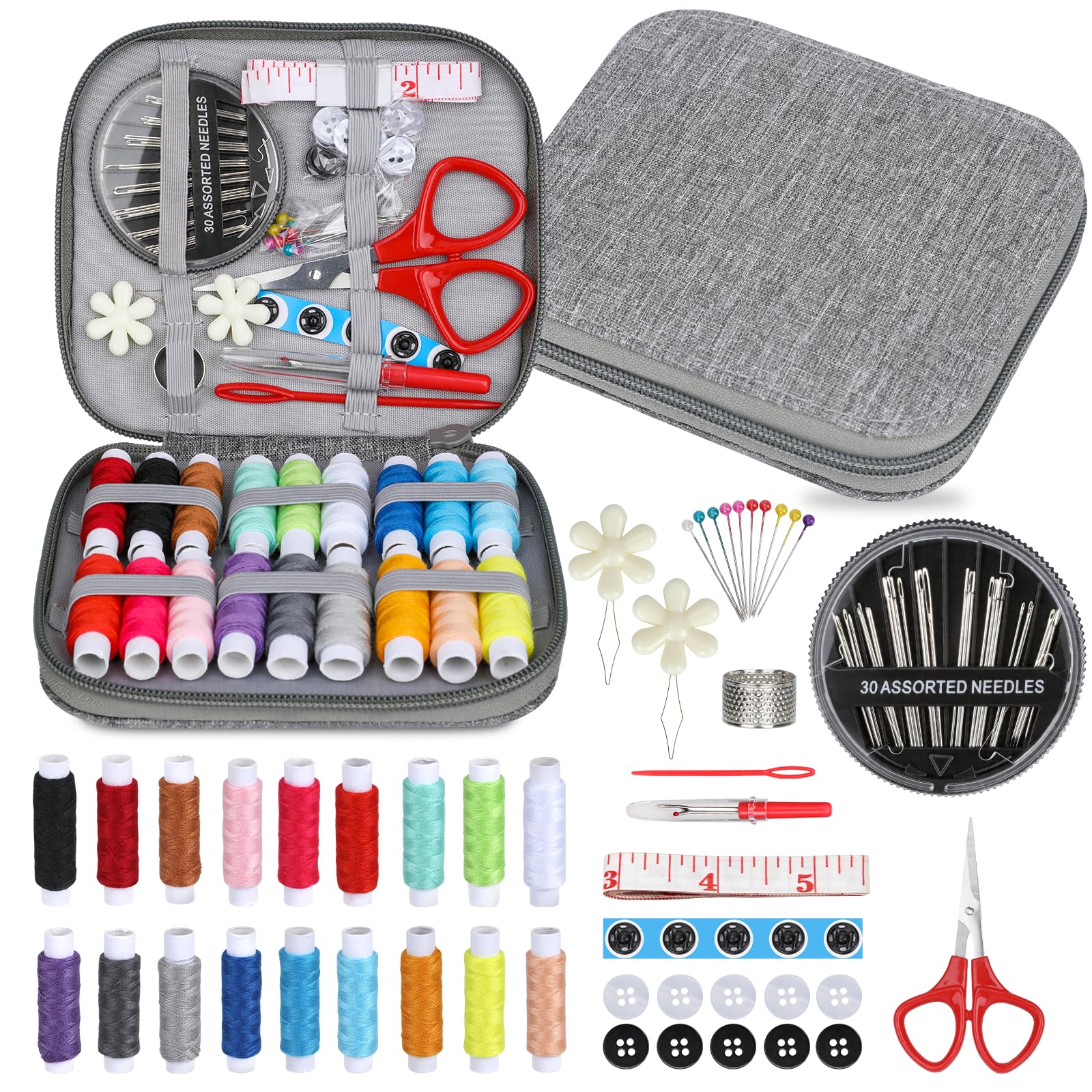 VynyQoo 90 Piece Sewing Kit with Portable Case for Travel and Emergency