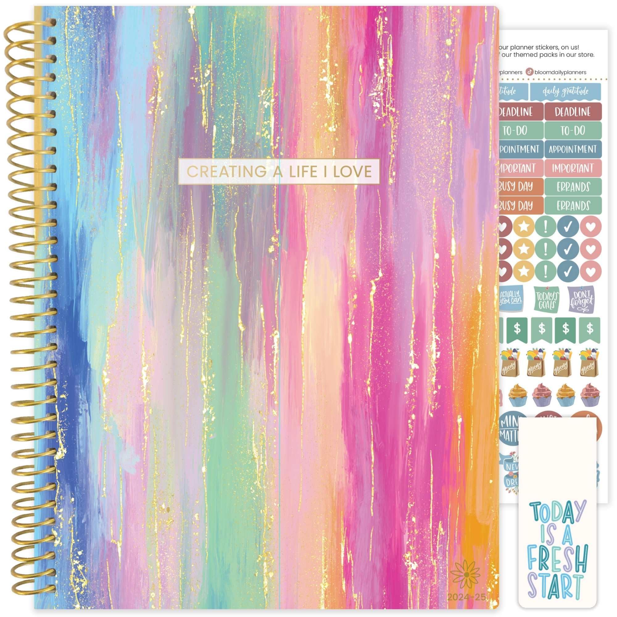 bloom daily planners Agenda 2024-2025 (21,6 x 27,9 cm) (luglio 2024 - luglio 2025), agenda settimanale e mensile con linguette, per creare una vita che amo
