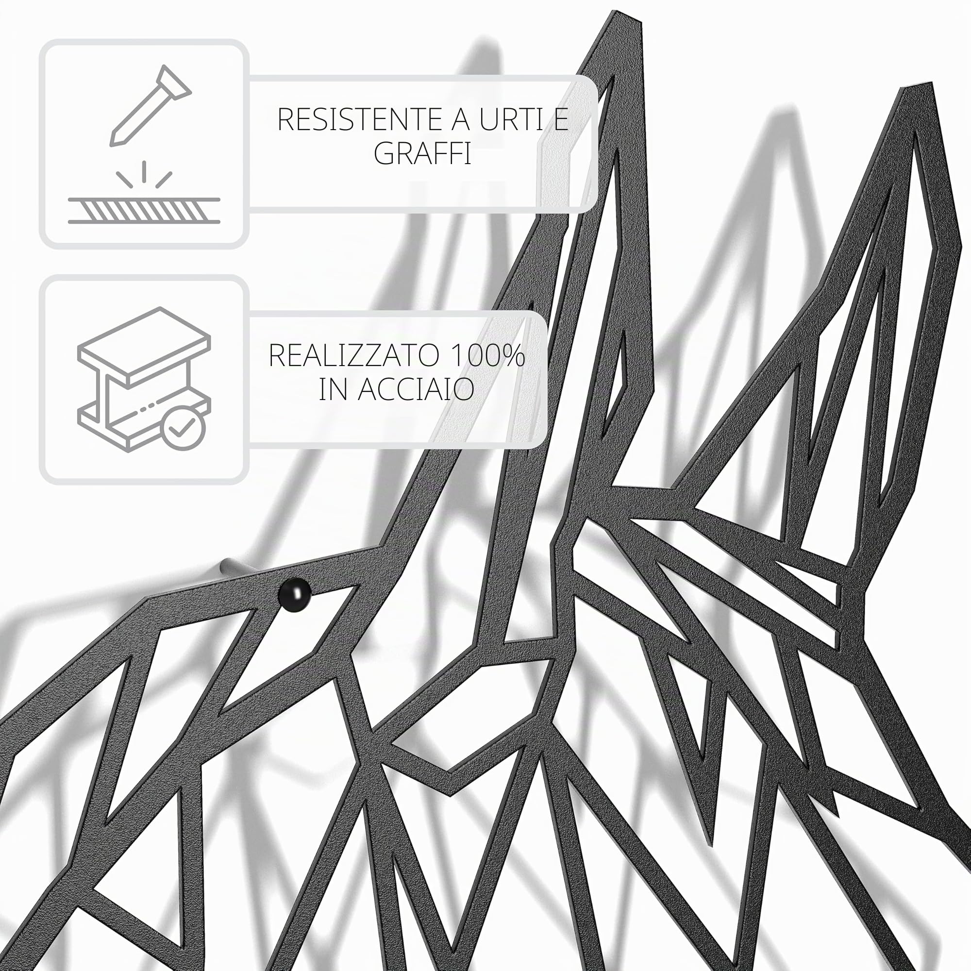 keluly Decorazione in metallo - Scultura da parete galleggiante, con ombre, in acciaio (43 x 31 cm, cavallo)