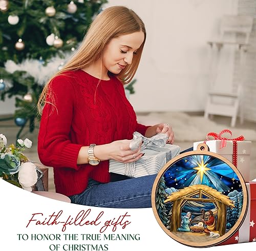 Miniatura 2 de Adornos de Navidad 2023, regalos cristianos para mujeres de fe, regalos religiosos, católicos para hombres, mujeres, escenas de natividad, ideas de