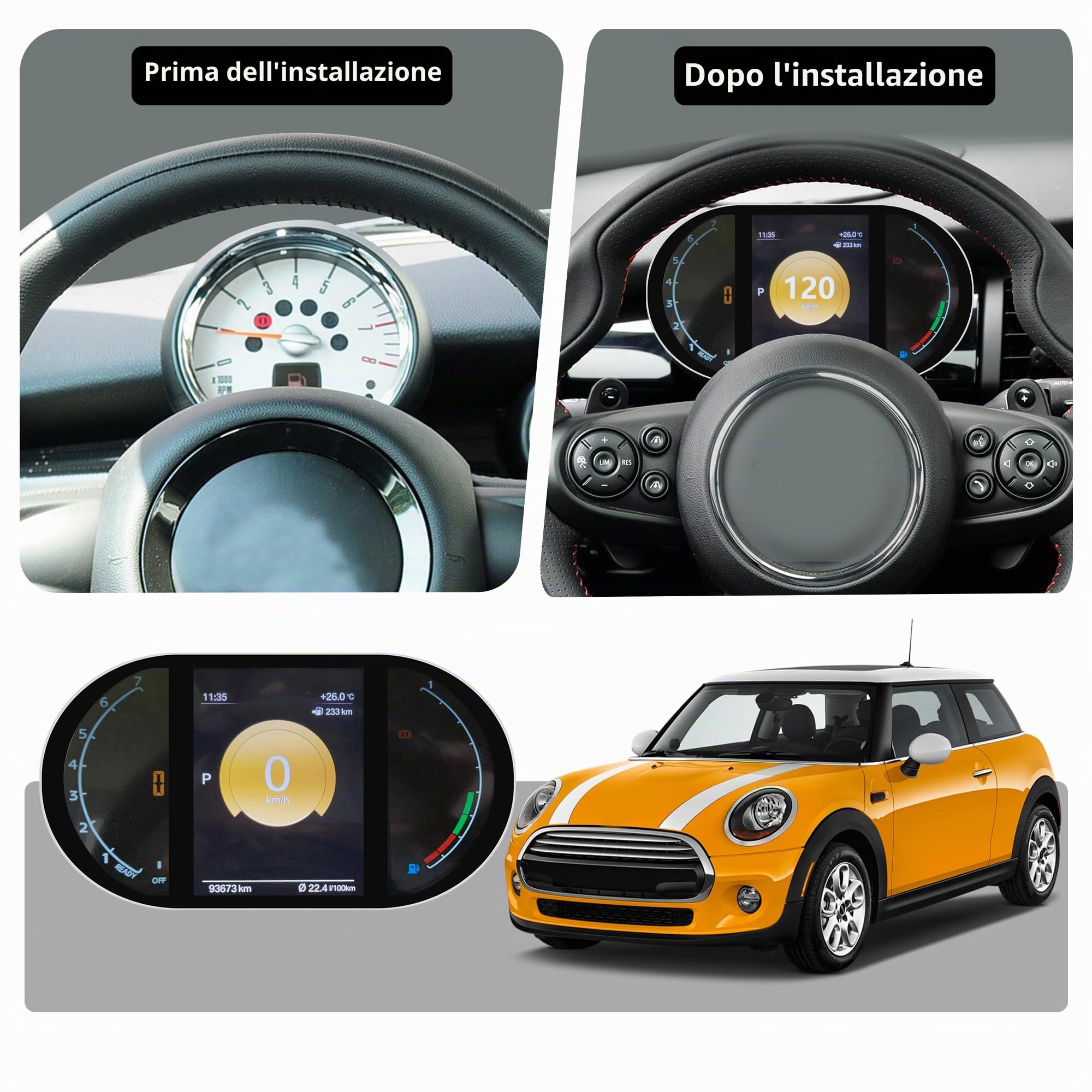 5'' tachimetro digitale cruscotto per BMW MINI R55 R56 R57 R58 R59 R60 R61 2006-2016