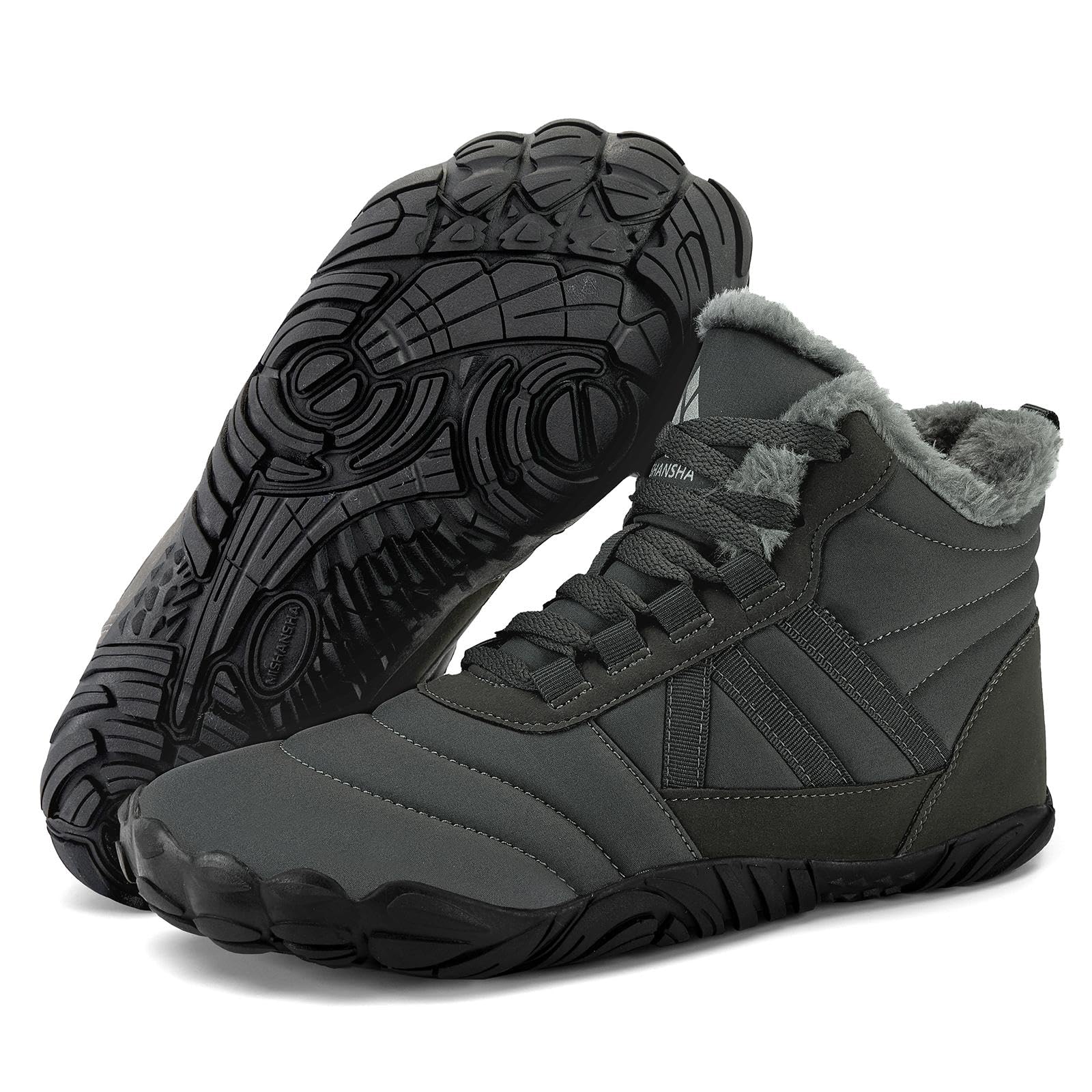 Mishansha Winter Barfußschuhe,Winterschuhe,Für Damen Herren Gr.36-48 | Bequem,Warm Gefüttert,Winterstiefel,Barfussschuhe,Breite Zehenbox,Outdoor