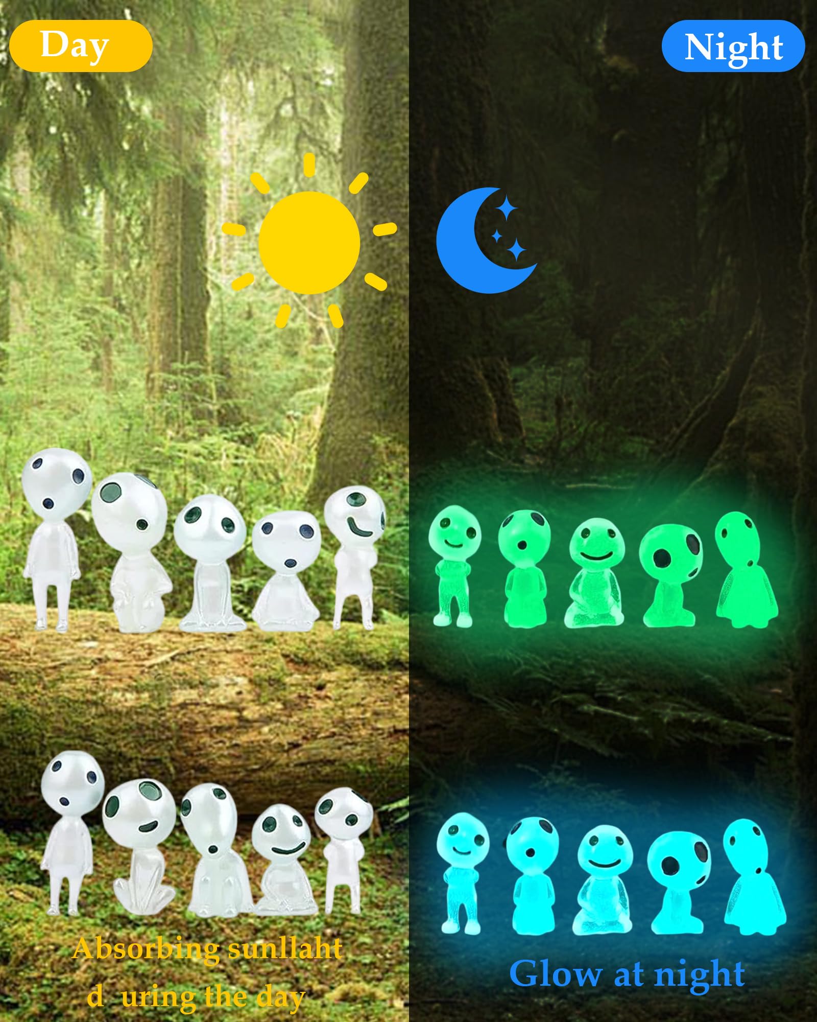 20 Pezzi Elfi Degli Alberi Luminosi, Principessa di Mononoke, Figurine di Elfi Degli Alberi, Luminoso Fantasma Mononoke per Interne Esterne di Casa Giardinaggio Micropaesaggio
