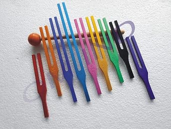 Brand New 9 Sacred Solfeggio Color Tuning Fork with Rubber Mallet,Sound Therapy | DNA Repair.