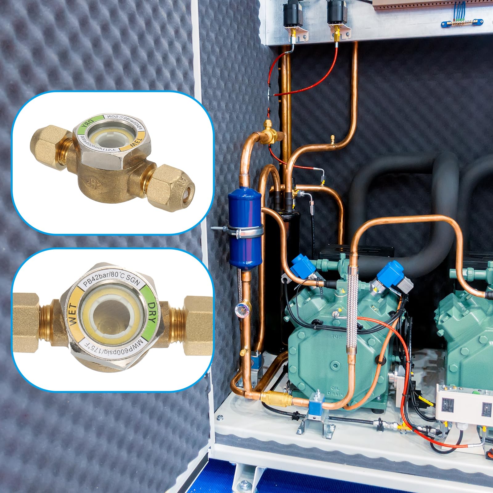 PATIKIL Mirino Vetro 2pz 1/4 X 1/4 Sae Universale Liquido Umidità Indicatore per Aria Condizionamento Hvac Refrigerazione