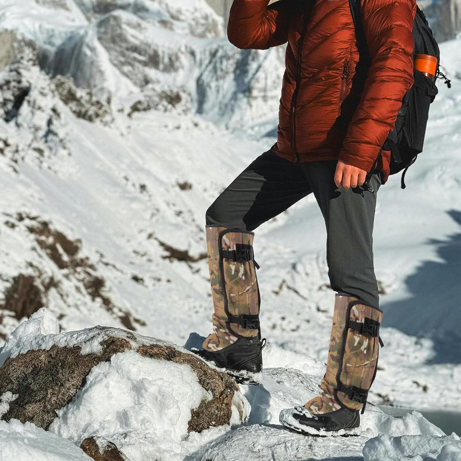 SUPVOX Unisex Outdoor Hunting Leg Gaiters 1 Pair Waterproof Snow and Windproof Shoe Covers with Snake Protection for Hiking Climbing Desert Trekking