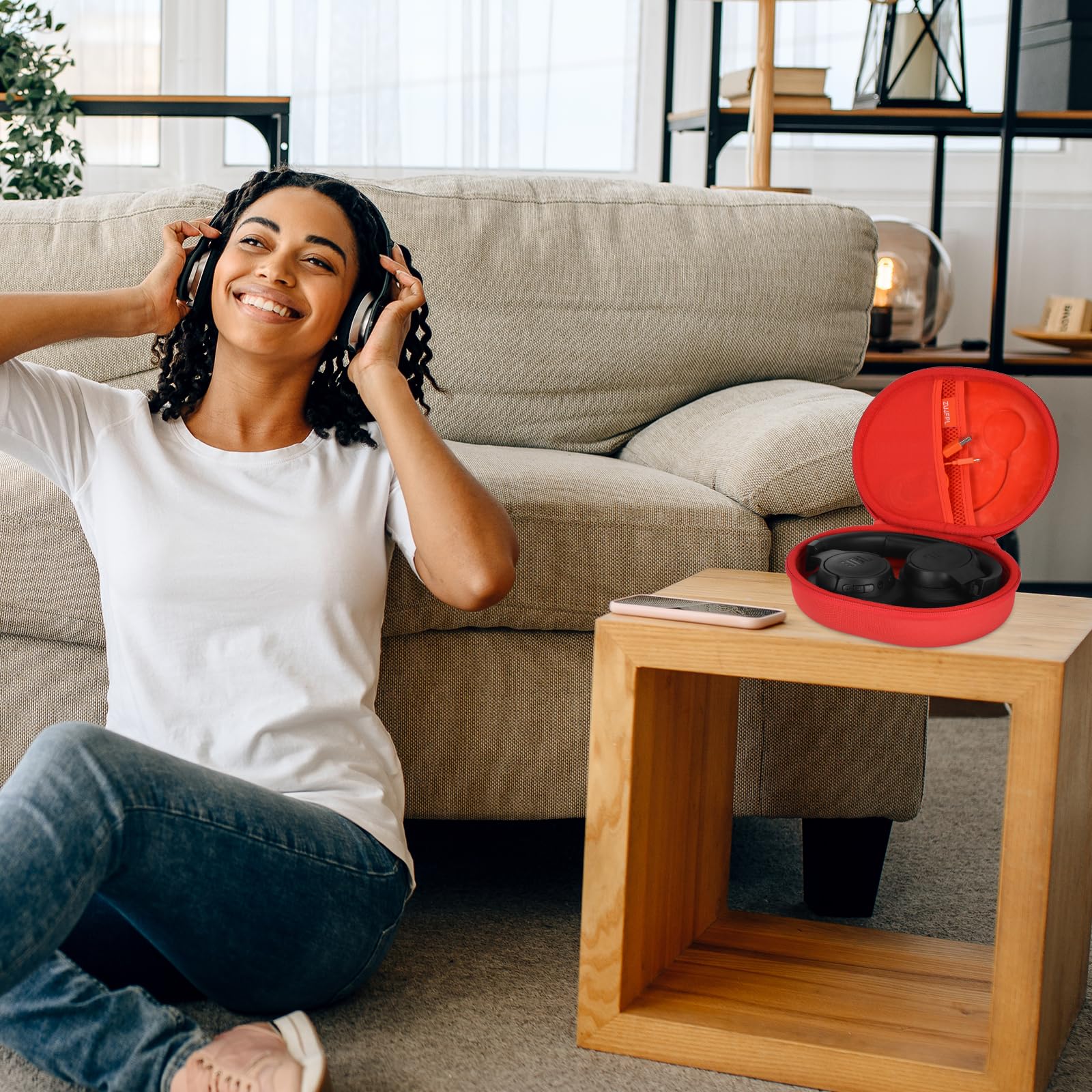 Custodia rigida in EVA per cuffie wireless Bluetooth JBL Live 400BT/500BT/460NC/650BTNC e JBL Tune E45BT/500BT/510BT/560BT/700BT/710BT/660NC/760NC/750BTNC/600 BTNC, colore rosso