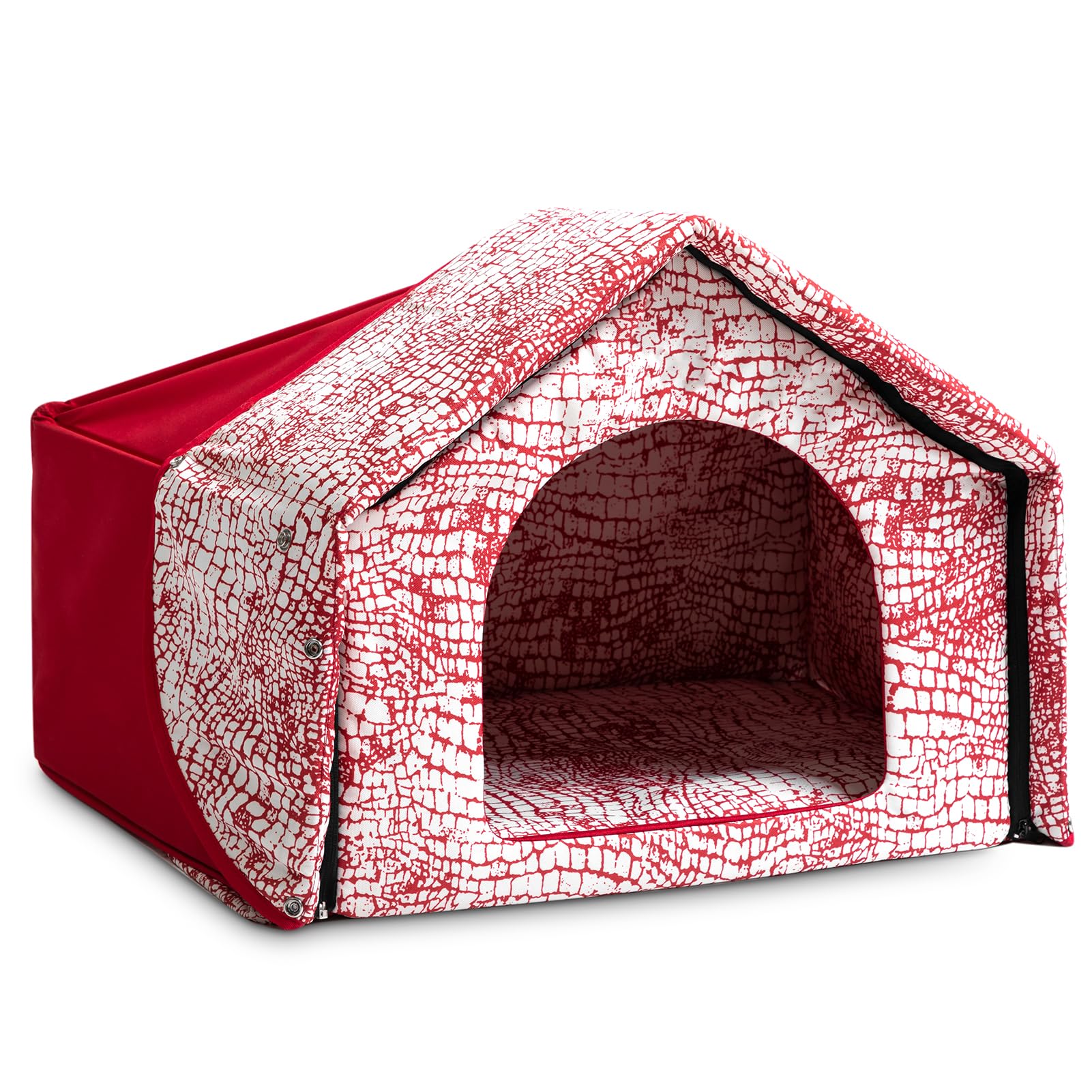 Hollypet Large Pet Bed House, Warm Dog Sofa Nest, Durable Dog Sleeping Mat Pad for Small Medium Puppy, Indoor & Outdoor, Red
