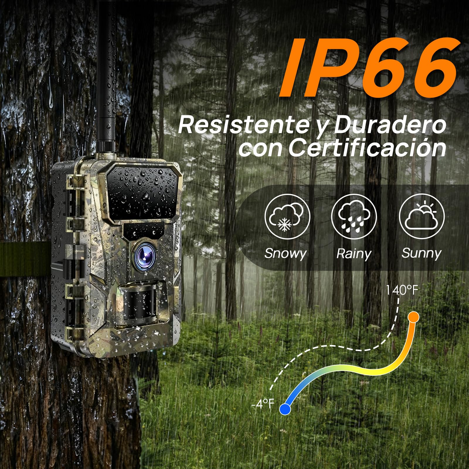 iZEEKER 2 en 1 Solar Cámara de Caza 4G LTE con SIM y Micro SD Karte 64GB, HD 48MP Fototrampeo Nocturna con App, Batería Recargable de 5200mAh, Detección Movimiento, IP66 Impermeable, Sin Wi-Fi
