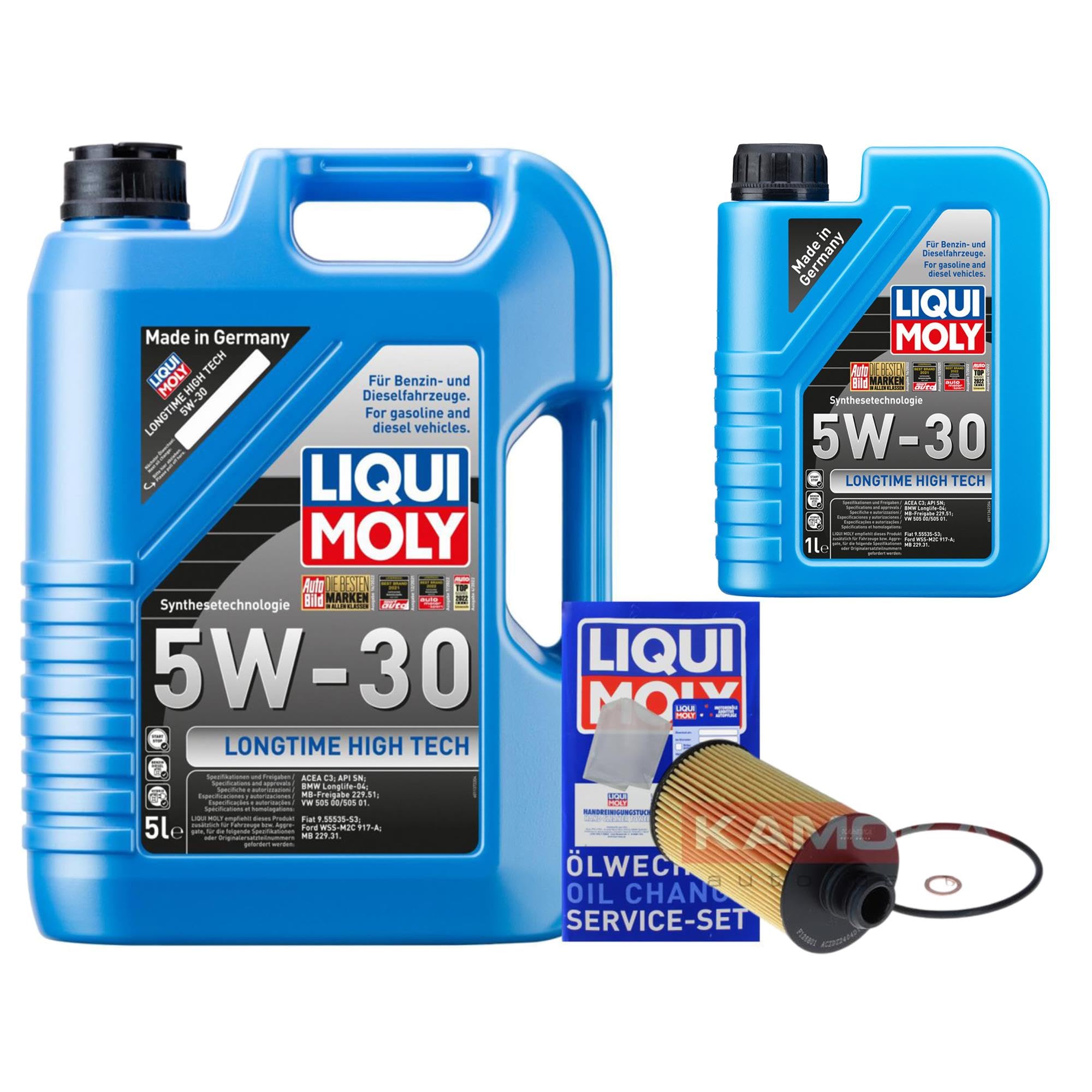 Inspektionspaket enthält 6 Liter Motoröl 5W-30 Longtime High Tech Ölfilter für Rexton W Y400 2.2 XDi AWD Korando