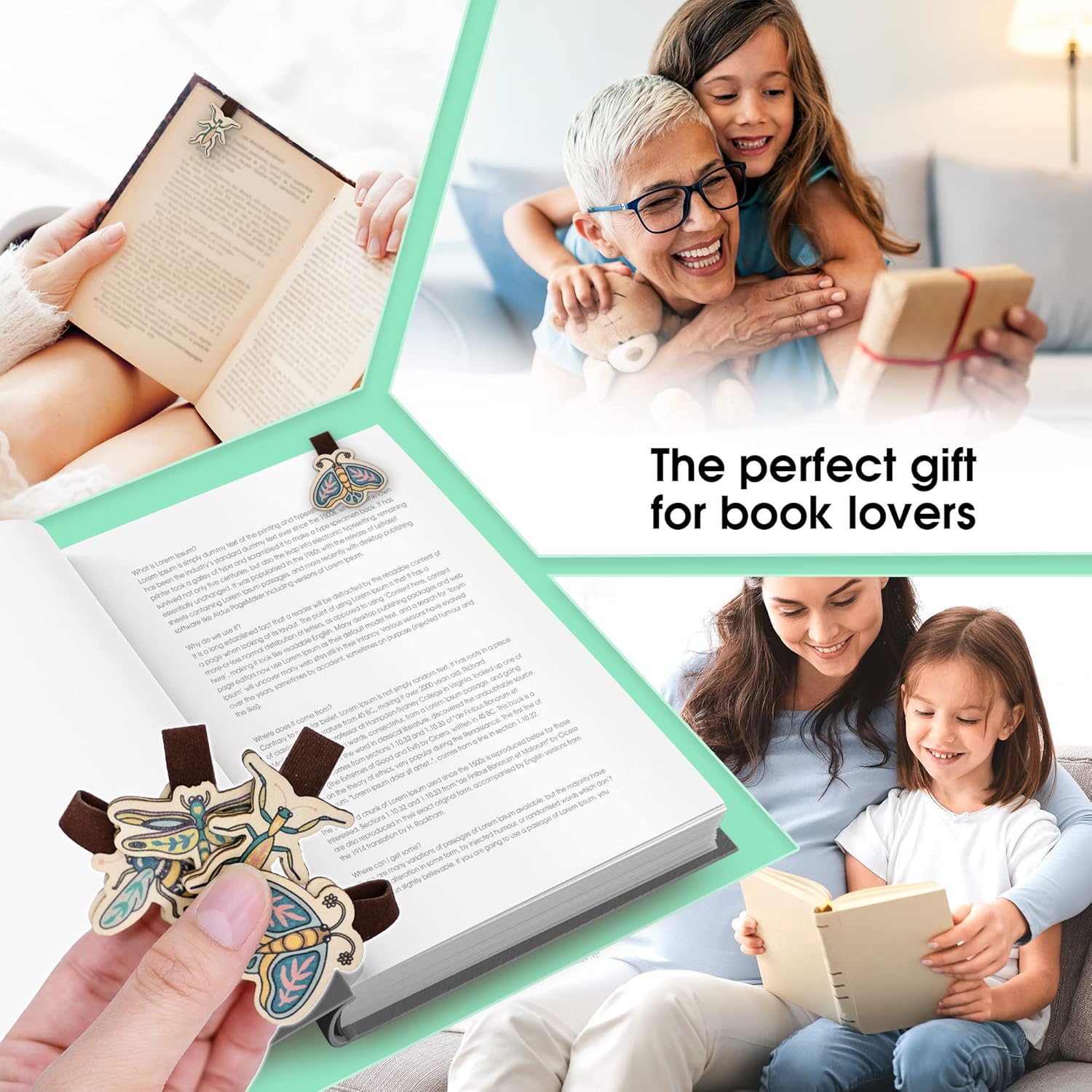 Kawaii Magnetic Bookmarks, Handmade Wooden Bookmarks, 4 Pieces, Tiny Animal