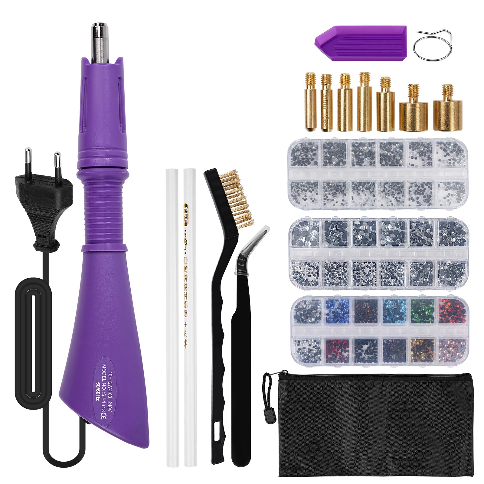 Hotfix, applicatore di strass fai da te, applicatore di strass Hotfix, set di applicatori hotfix, kit di attrezzi per tessuti e progetti di bricolage (UE) (viola)