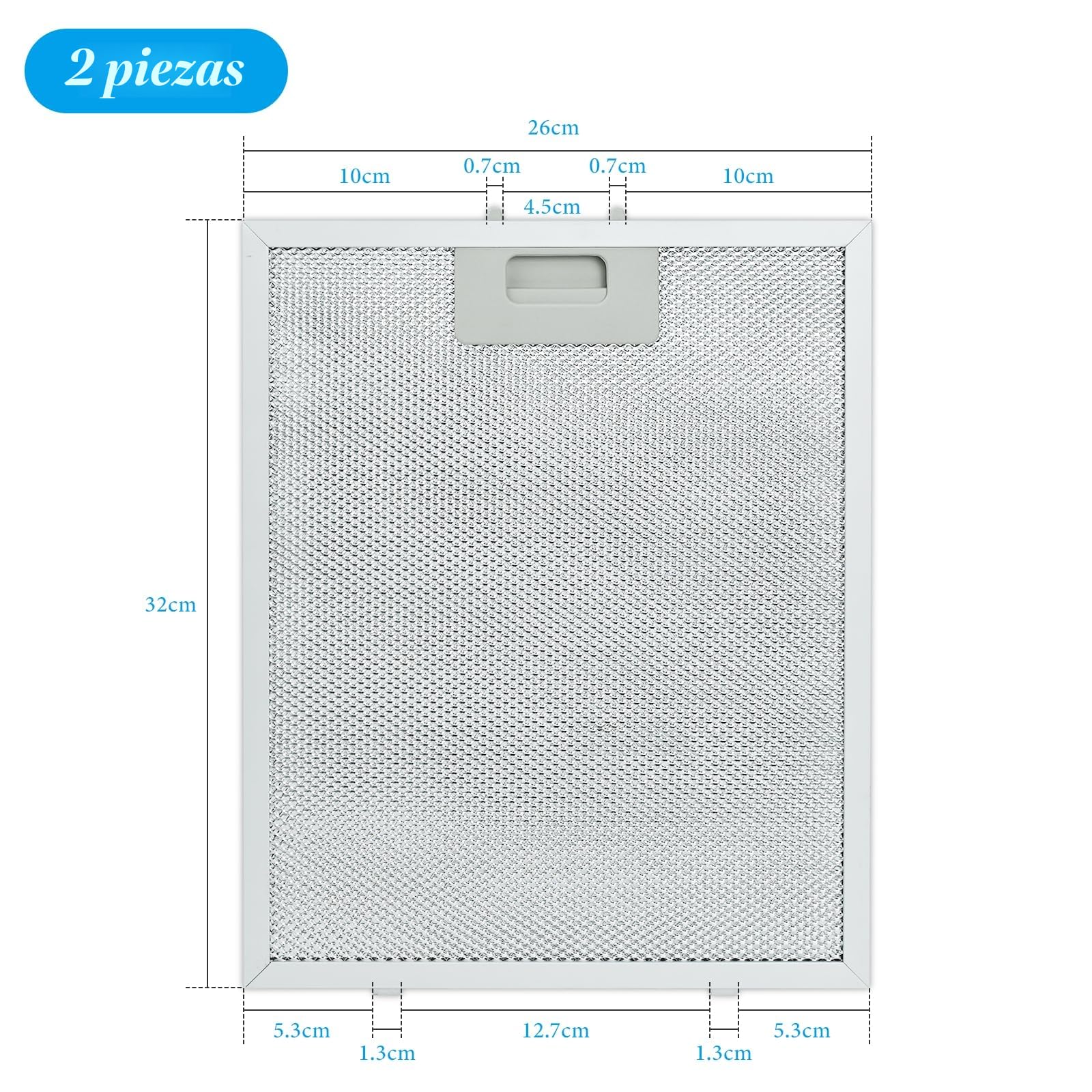 Filtro de aluminio de 5 capas para campana de cocina, 2 piezas, filtro antigrasa de metal, 320 x 260 mm, filtro universal para campana de cocina adecuado para muchas marcas líderes de campanas de