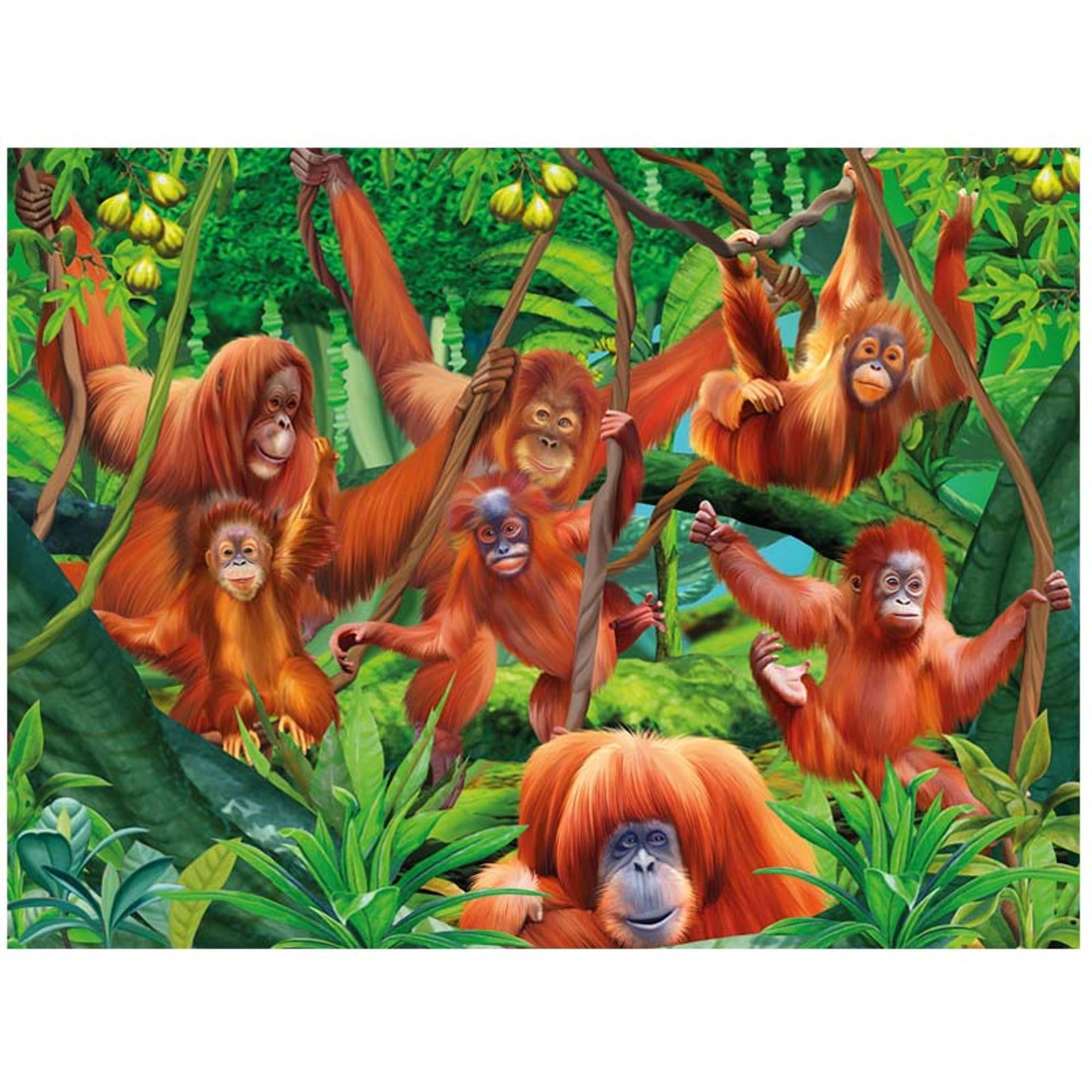 3D LiveLife Lenticular Pictures - Orangutan Swinging from Deluxebase. A3 Unframed Deep 3D Effect Animal Wall Art for Living Room, Bedroom or Kitchen. Unique Orangutan Print Poster for Home Decor.