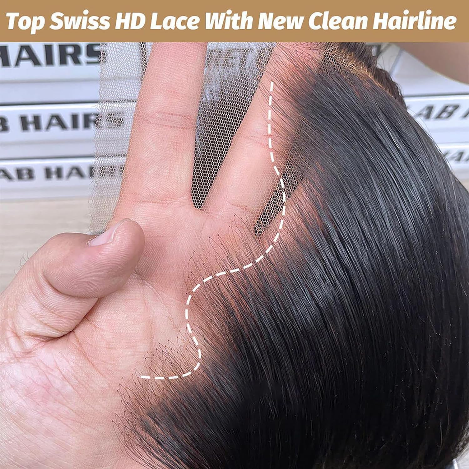 RXY Straight Human Hair Wig 13X6 HD Lace Front Wigs Human Hair Pre Plucked With Baby Hair 180 Density Transparent Lace Frontal Wigs Human Hair Lace Front Wigs for Women Natural Black Color 18 Inch - Image 3