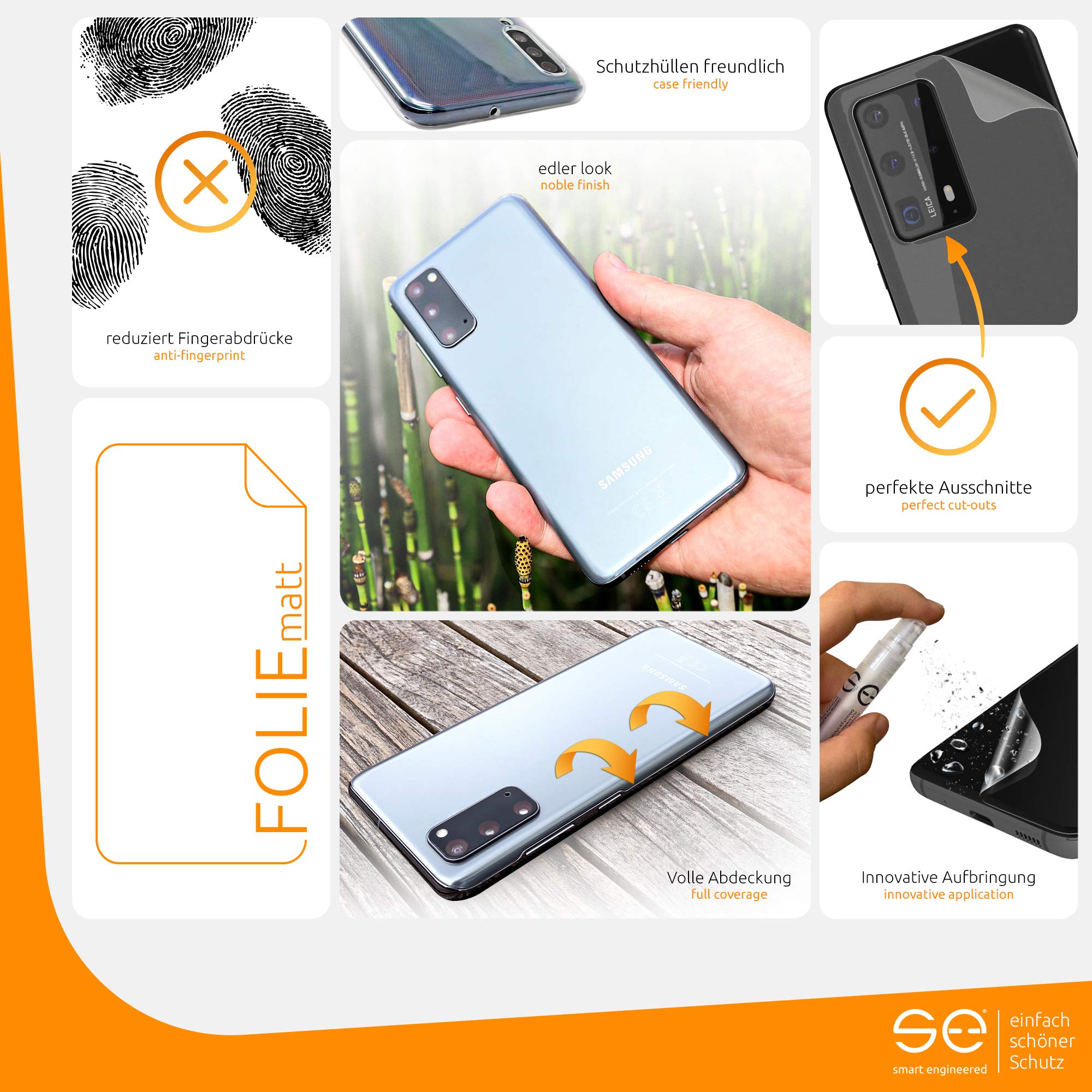 Smart Engineered 2x Pellicola Protettiva Posteriore Opaca Per Huawei P40 Pro Plus - TPU Antigraffio, Autorigenerante, Made In Germany - 3