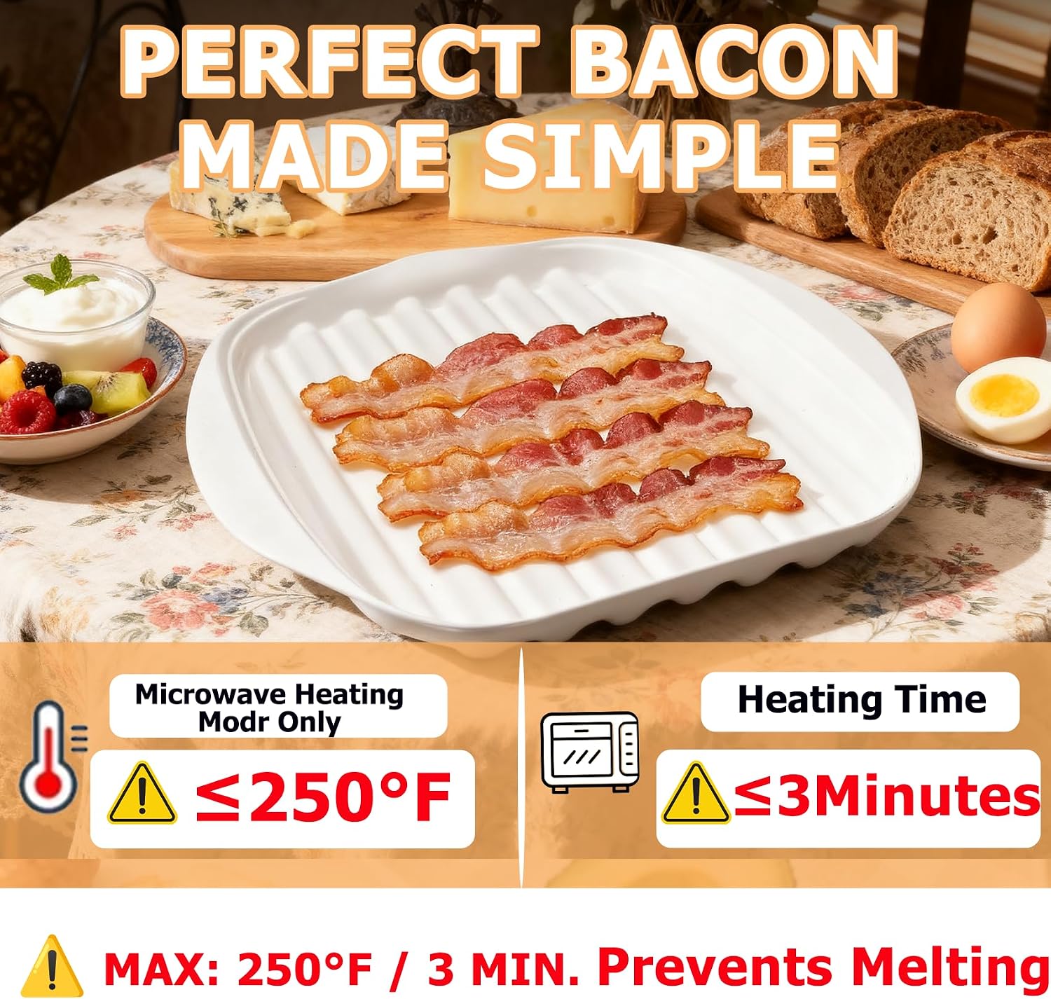 Microwave Bacon Cooker, Efficient Oil Draining Design For Crispy Bacon