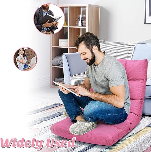 Miniatura 33 de Giantex Sofá ajustable para juegos de piso, acolchado de 14 posiciones, plegable, reclinable perezoso, esponja de alta resistencia, tela de algodón