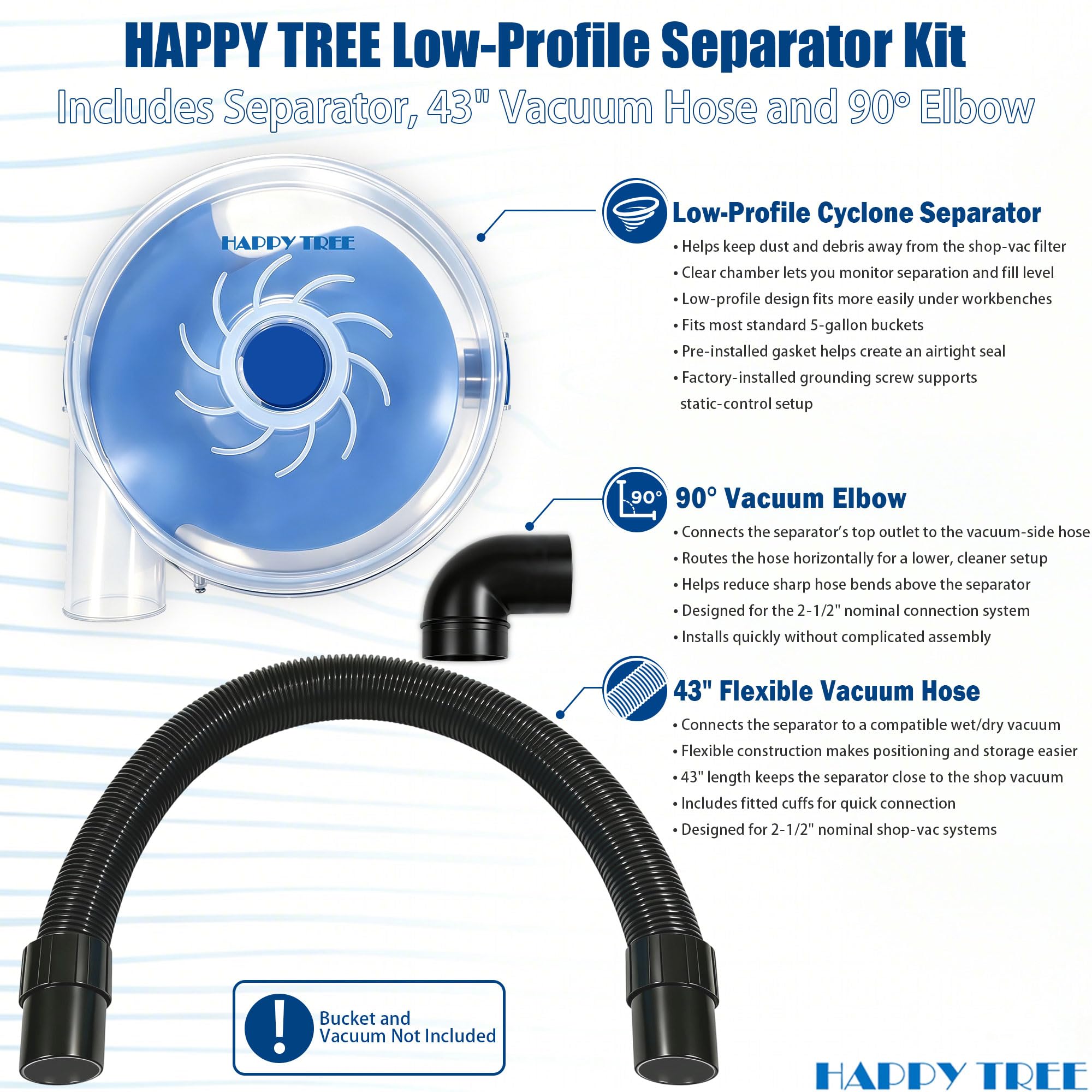 Happy Tree Cyclone Dust Separator - Maximize Vacuum Suction -3 Happy Tree Cyclone Dust Separator - Maximize Vacuum Suction -3