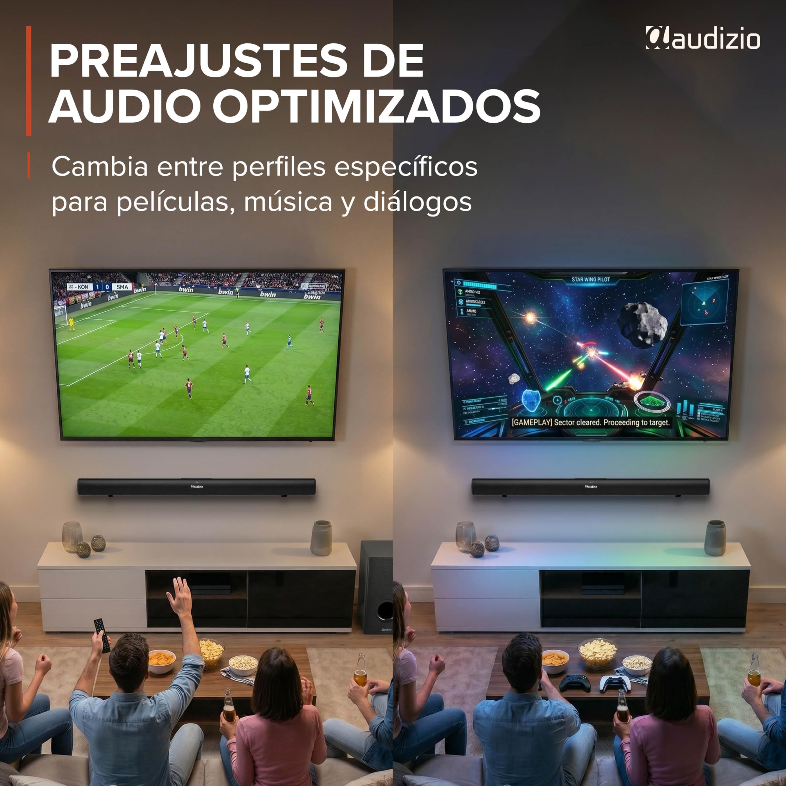 Audizio SB92WS – Barra de Sonido 150W con subwoofer inalámbrico 6,5”, HDMI ARC, Bluetooth 5.3, USB y Entrada óptica, soundbar 90 cm para TV, Color Negro