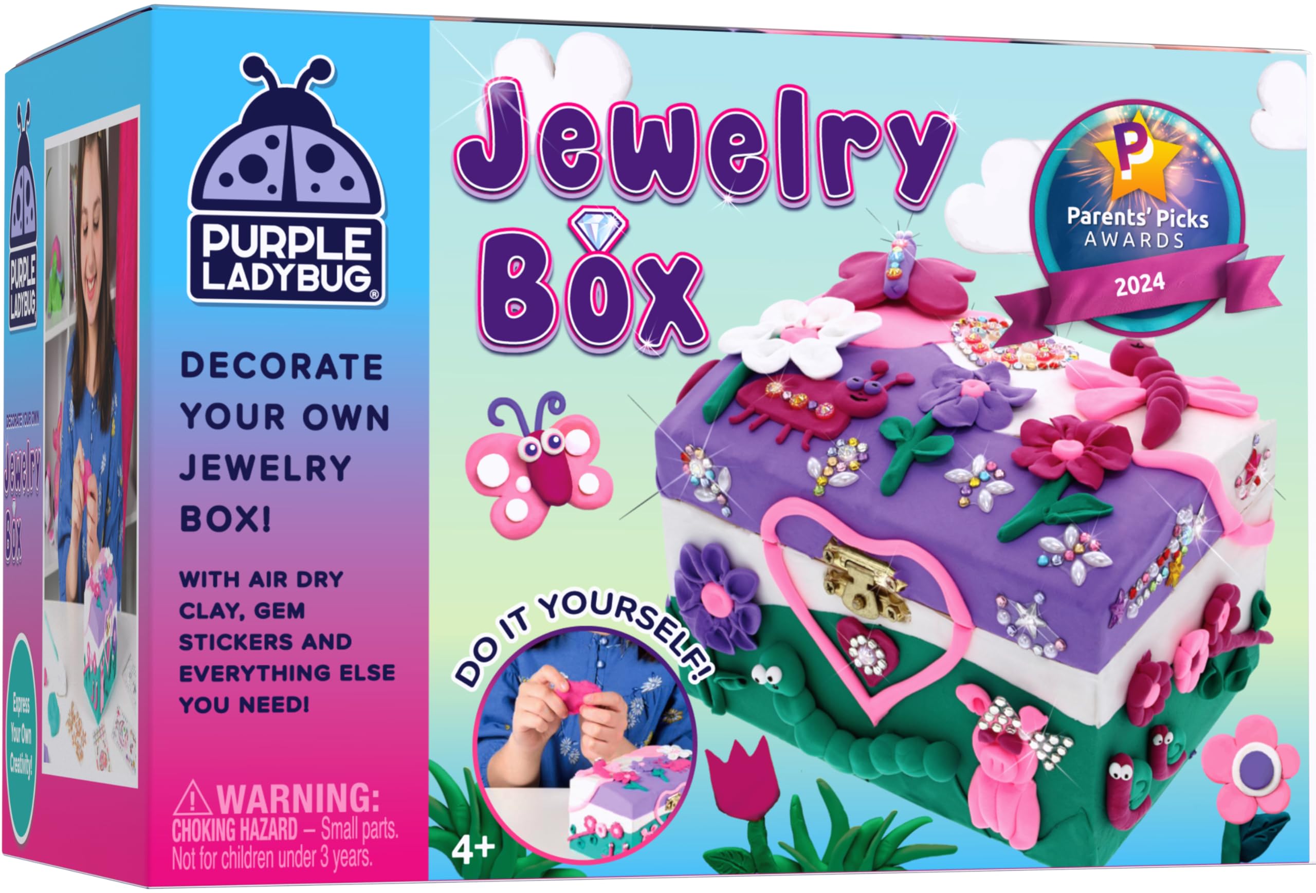 PURPLE LADYBUG Decorate Your Own Jewelry Box for Girls Craft Kits
