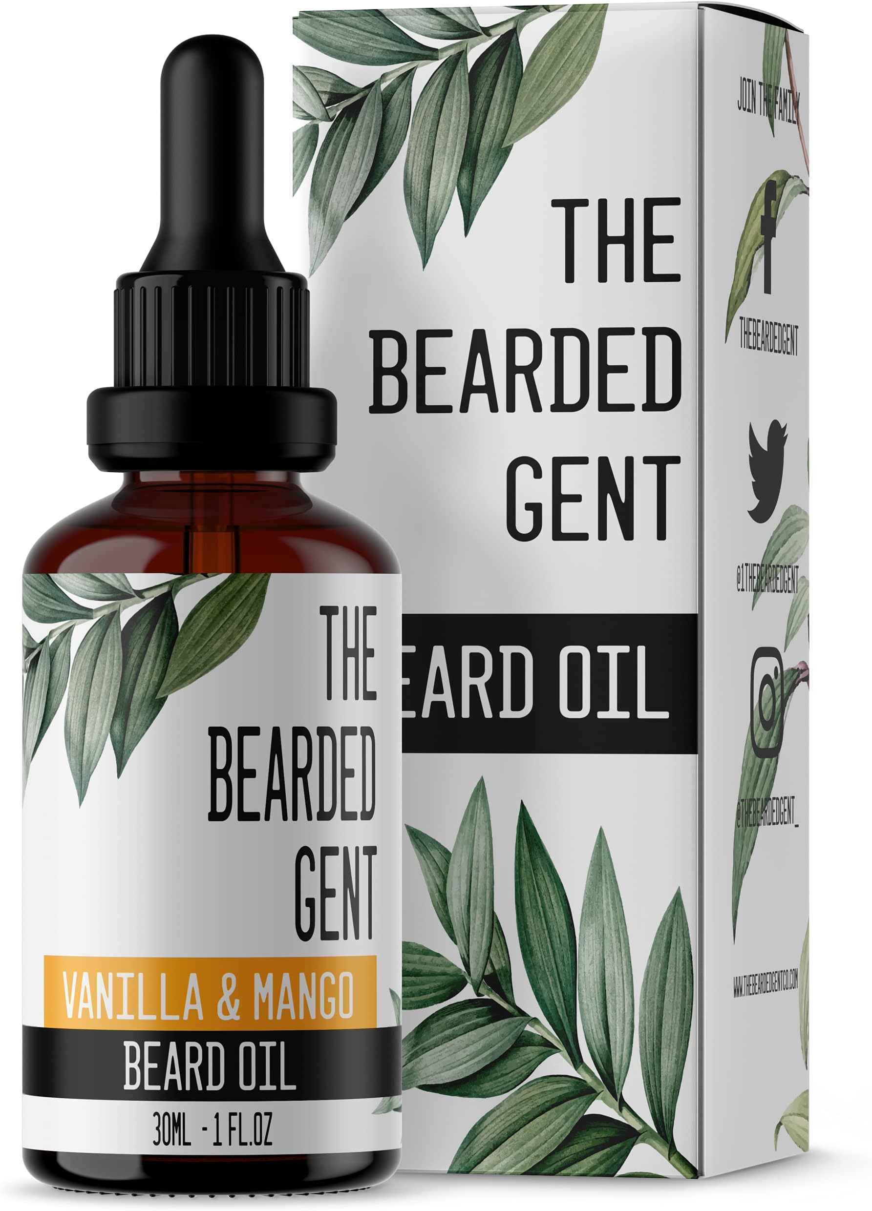 The Bearded Gent Beard Oil - For a Thicker, Softer & Fuller Beard (Vanilla & Mango, 30ml)