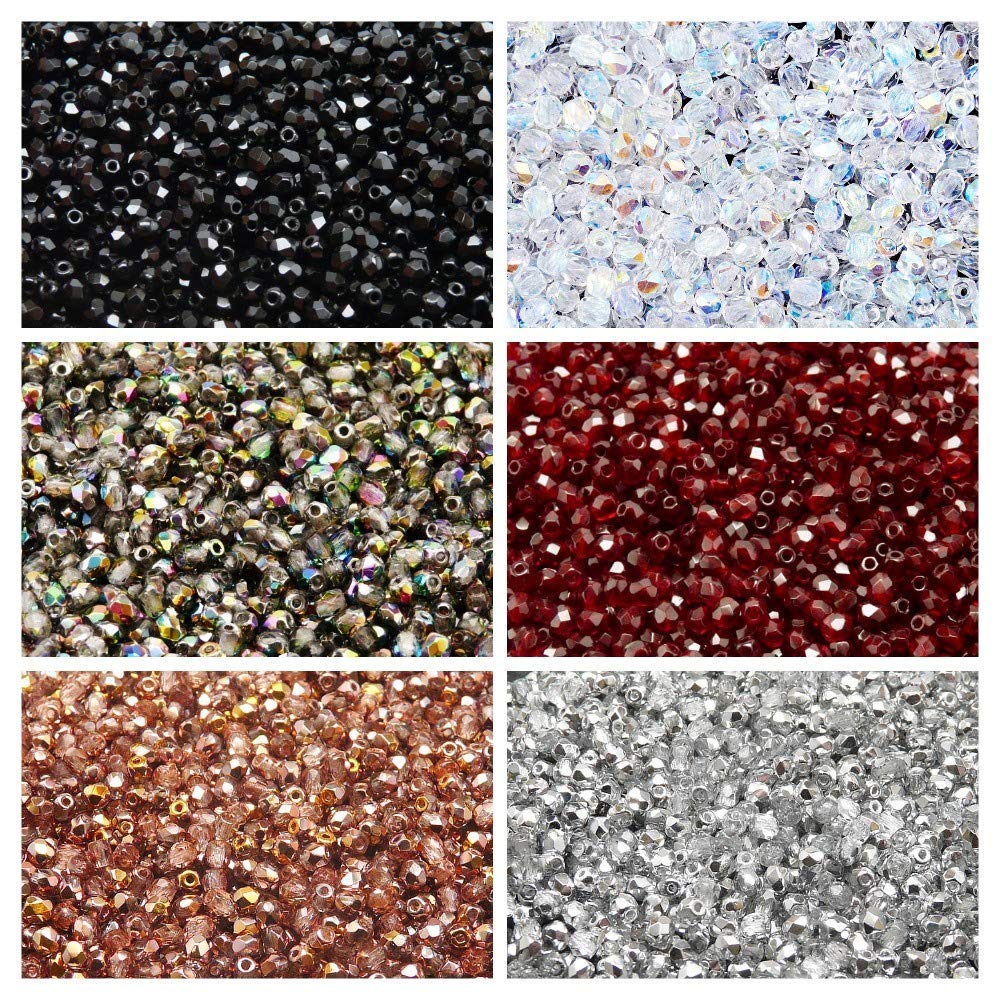 Perle De Verre à Facettes Tchèques, Fire-Polished, Rondes 3 Mm, Six