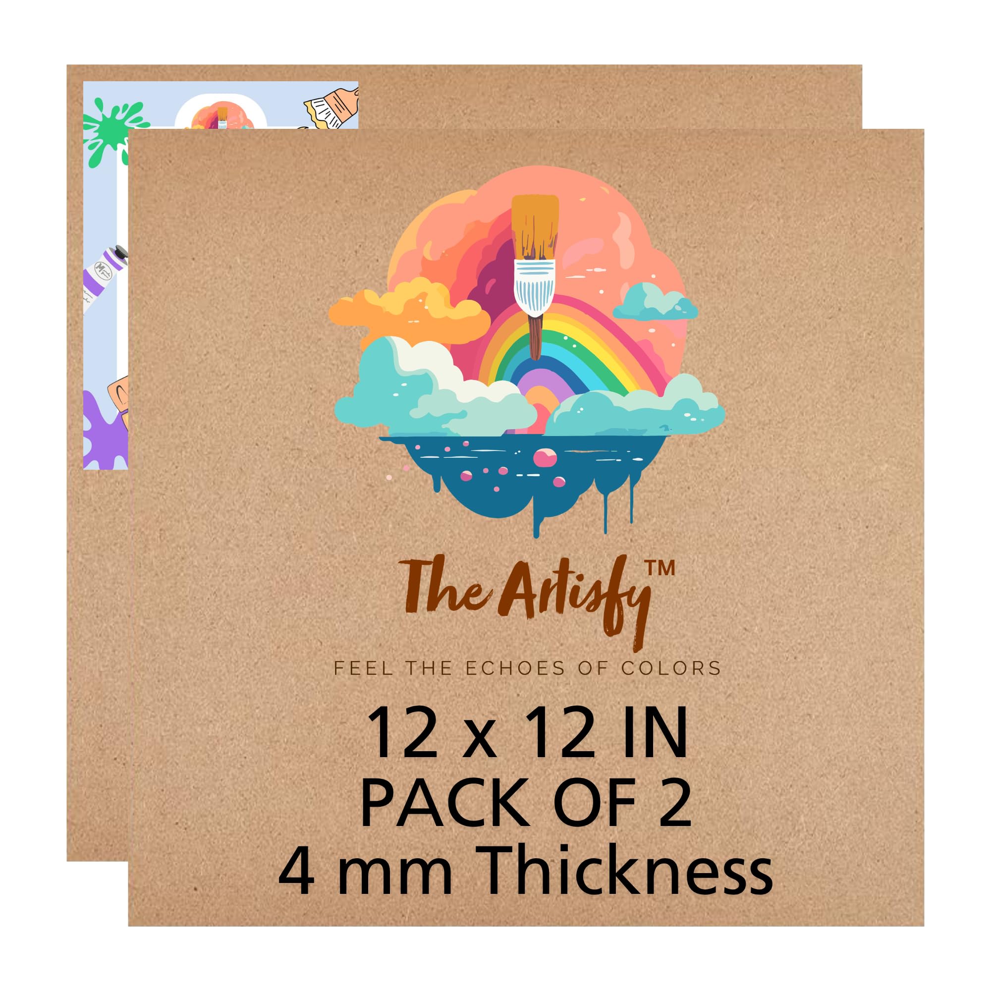 The Artisfy | Premium Pinewood MDF Board | 12 x 12 inch | Square | Pack of 2 | 4mm Thickness | Laser Cut | Perfect for Mandala, Lippan, Resin Art & Craft | Ideal for Artists & Students-image-18