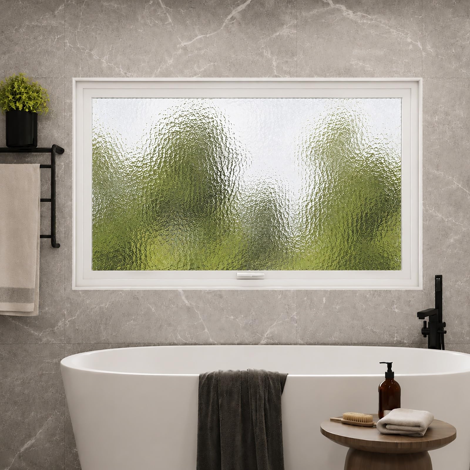 Aluminum 360° Rotating Casement Window, Privacy Bathroom Windows Fits Basement Shed Double Hung Window Garage Patio(White,28"x28"/70x70cm)