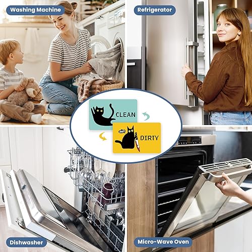 Miniatura 7 de HSSPIRITZ Divertido imán de dibujos animados de gato limpio y sucio para lavavajillas, indicador universal de cocina, nevera, lavavajillas,