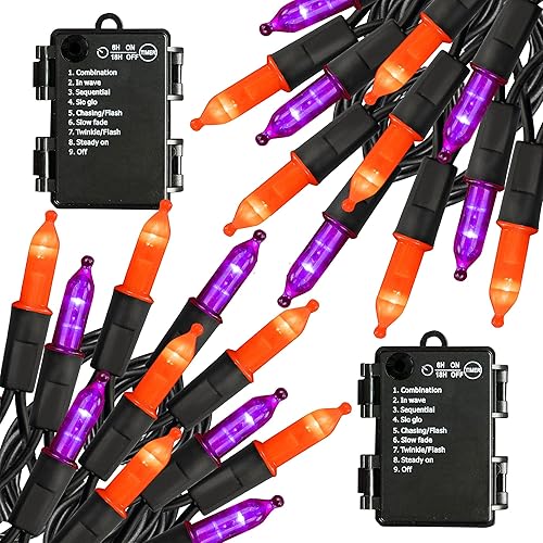 NEROSUN Mini cadena de 50 luces LED de 16 pies, impermeables, funciona con pilas, con 8 modos, decoraciones de Halloween para decoración de fiesta disponible en Yaxa Costa Rica