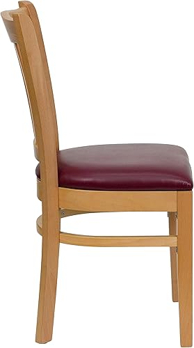 Miniatura 4 de Flash Furniture HERCULES Series - Silla vertical para restaurante de madera natural, asiento de vinilo color burdeos