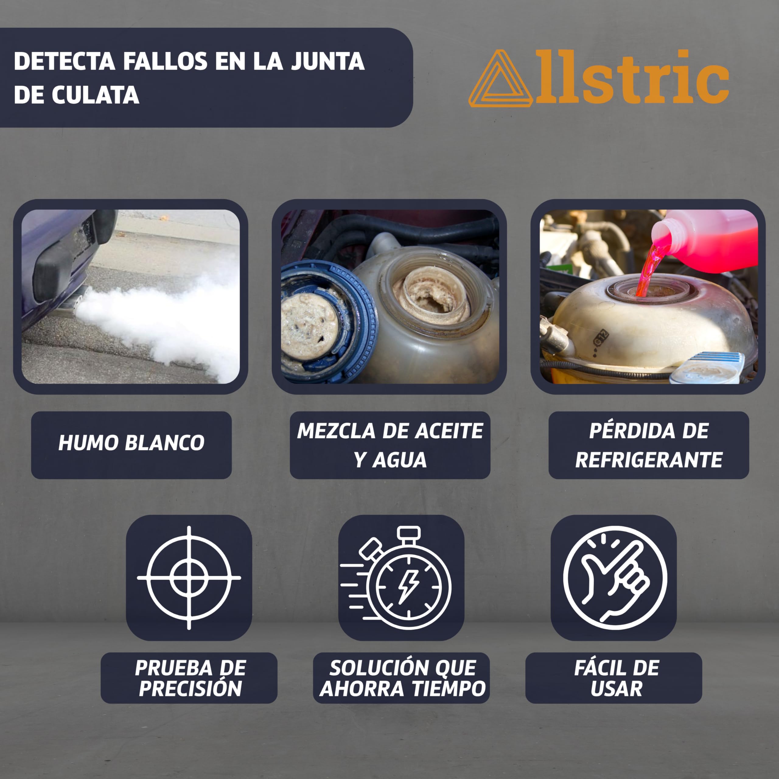 Detector de Culata CO2 | Comprobador Junta Culata para Coche y Motores | Kit Universal con 50 Pruebas | Block Tester para Fugas de Refrigerante y Analizador de Gases del Motor